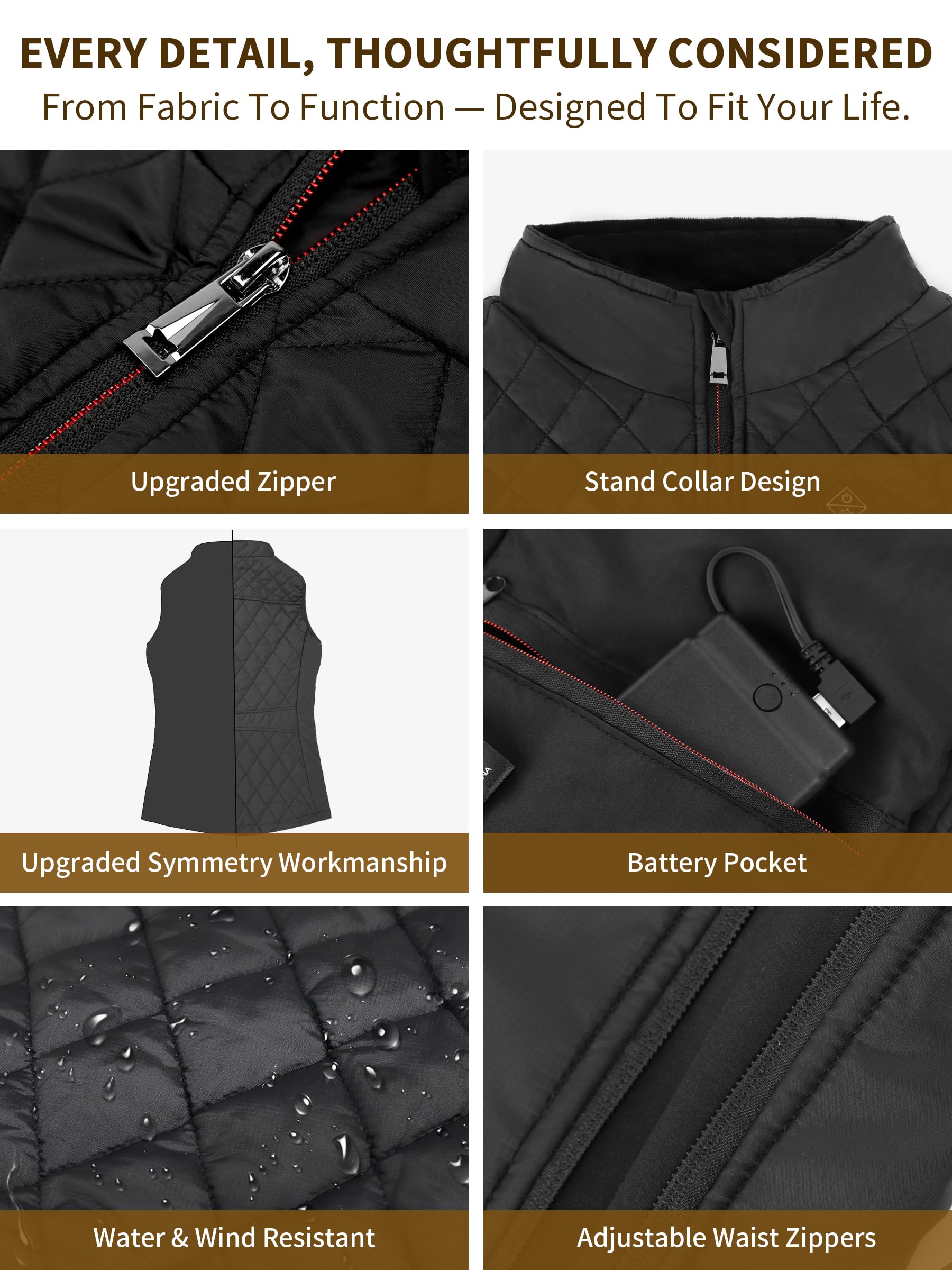 Gilet Riscaldato Donna con Batteria, Temperatura Regolabile Lavabile Gilet Riscaldante Giacca Riscaldabile Invernale per Caccia Moto Escursionismo e Campeggio