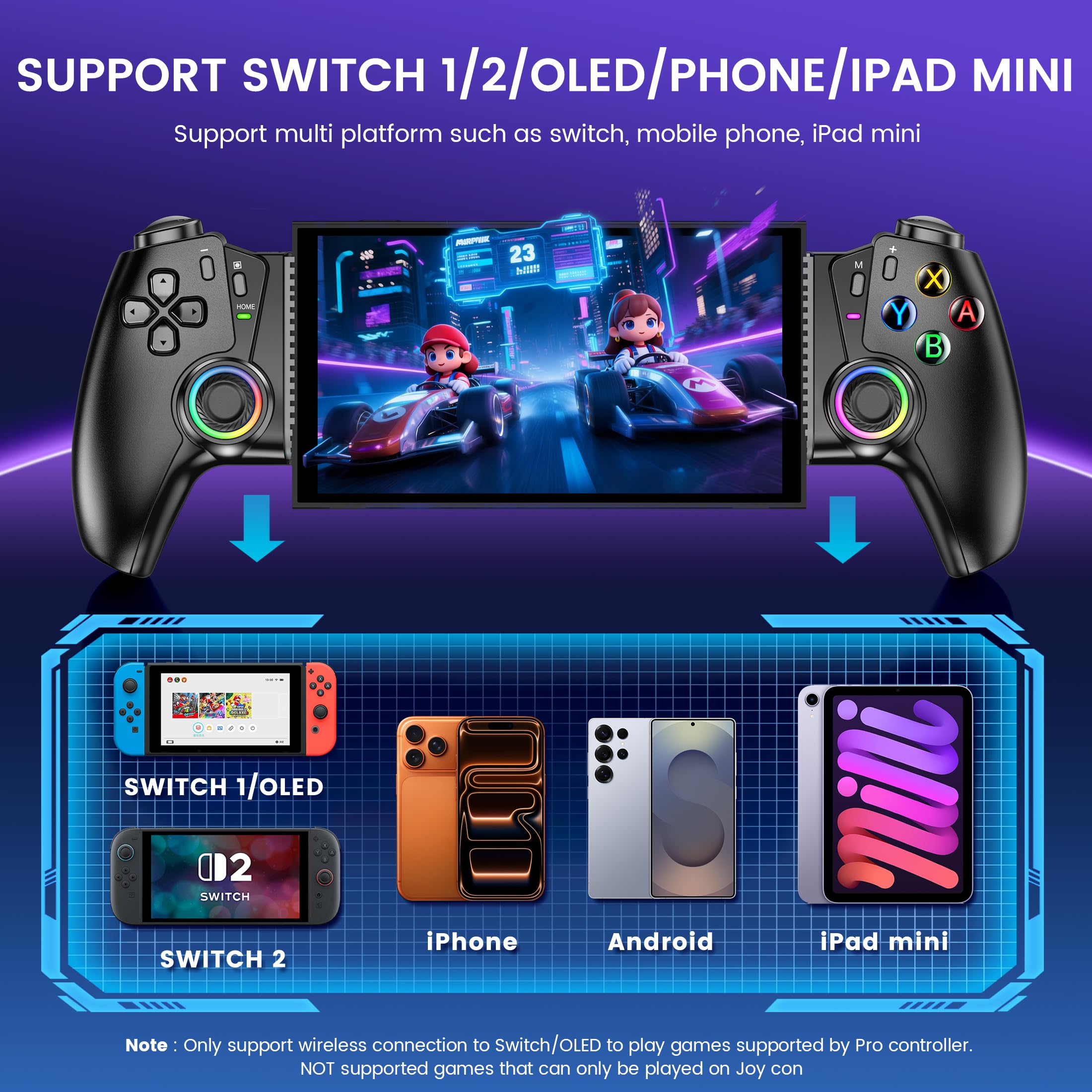 Handheld Controller für Nintendo Switch mit Hall Joystick und RGB - Dettaglio