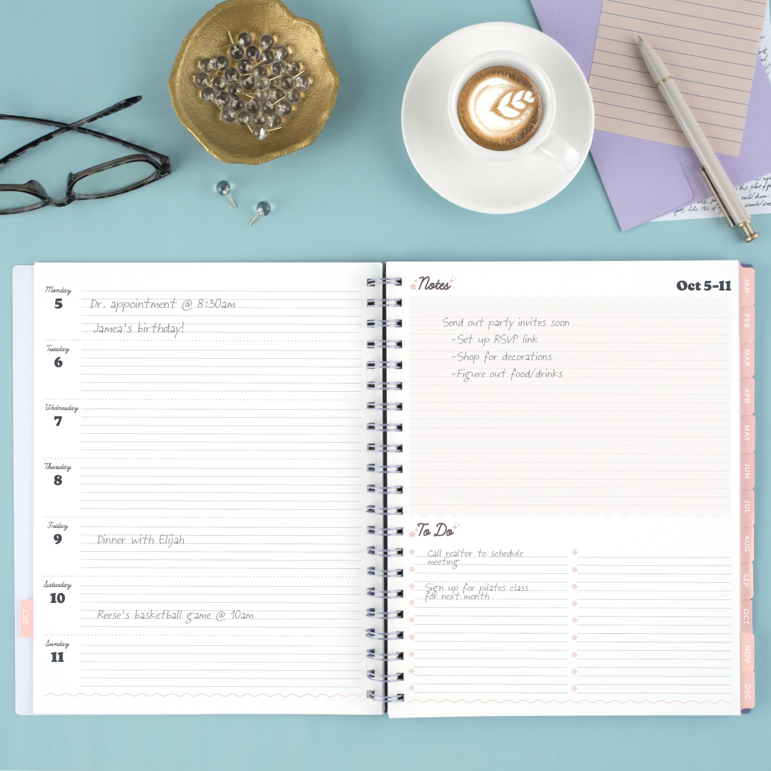 Mead Cambridge, agenda settimanale e mensile, 15 mesi, ottobre-dicembre, 21,6 x 27,9 cm, CatCoq, Berry Branches (CC01-905-27)