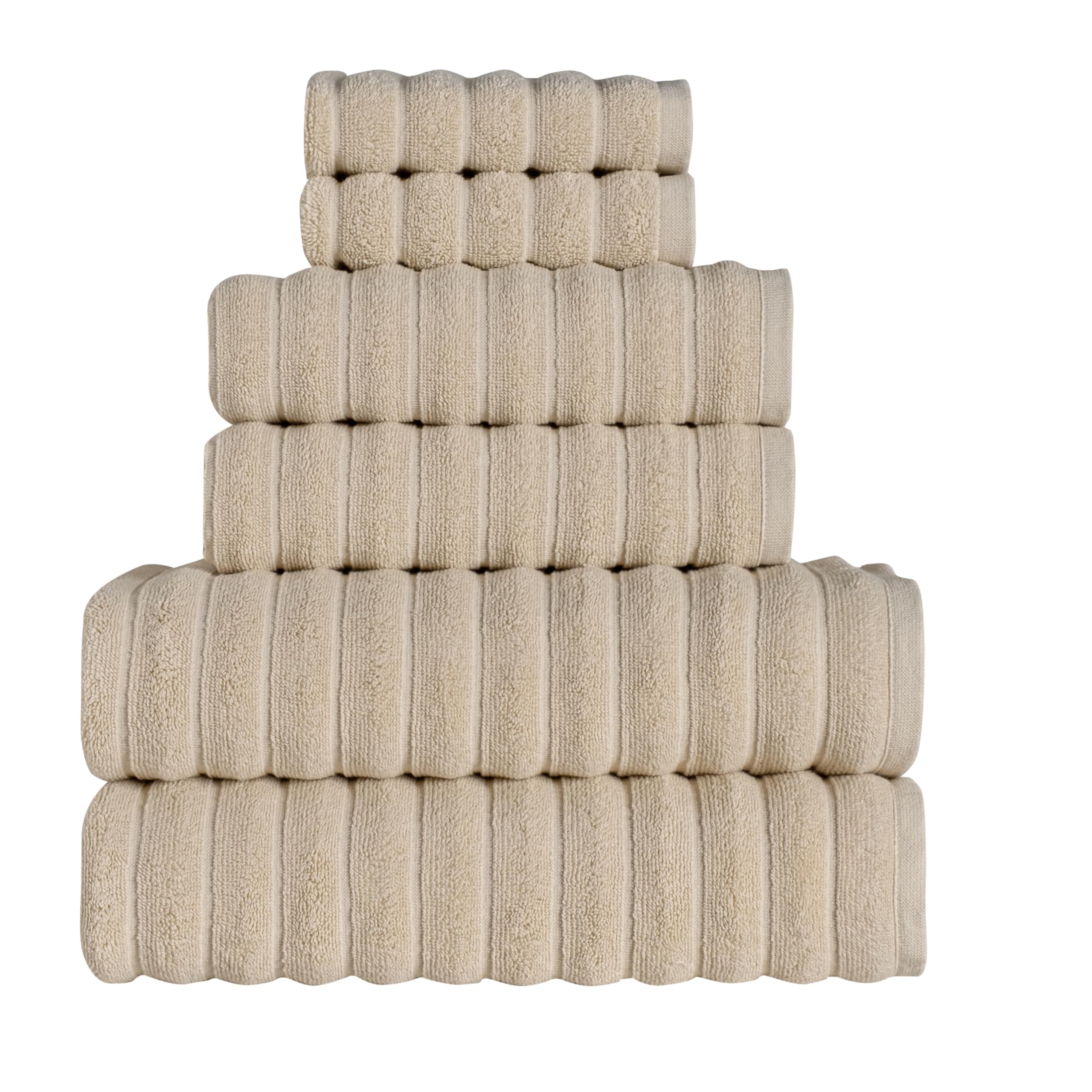 BERIBO Cloud Turkish Towels 100% Cotton - Set of 6-620gsm (Sandstone)