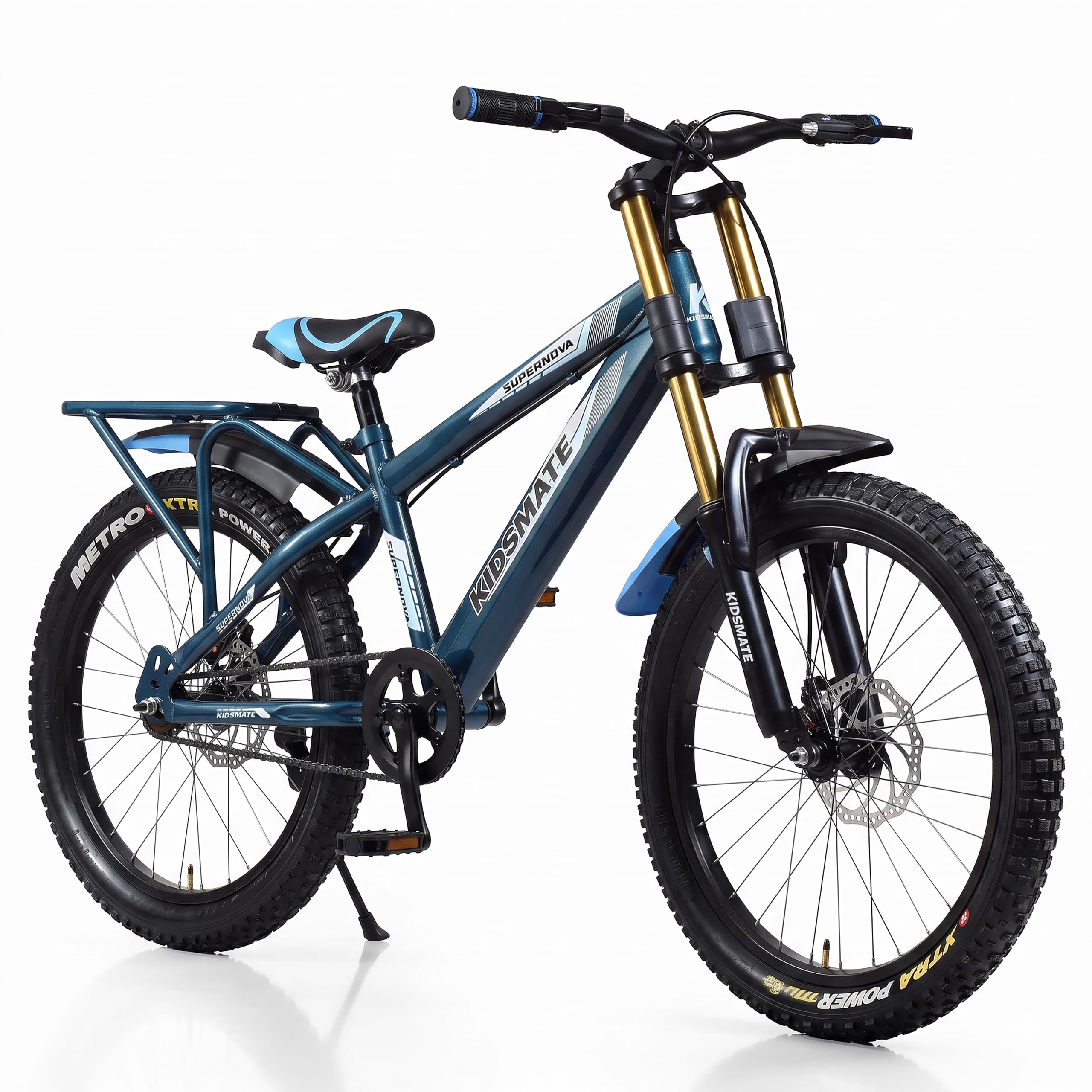 Kidsmate Supernova 20T Fat (20 x 3.0) Tire Cycle for Kids 7–10 Years | Dual Disc Brake Bicycle with Rigid Fork | Wide Tyres, Strong Steel Frame Bike for Kids - Stelios Blue — Amazon image 9