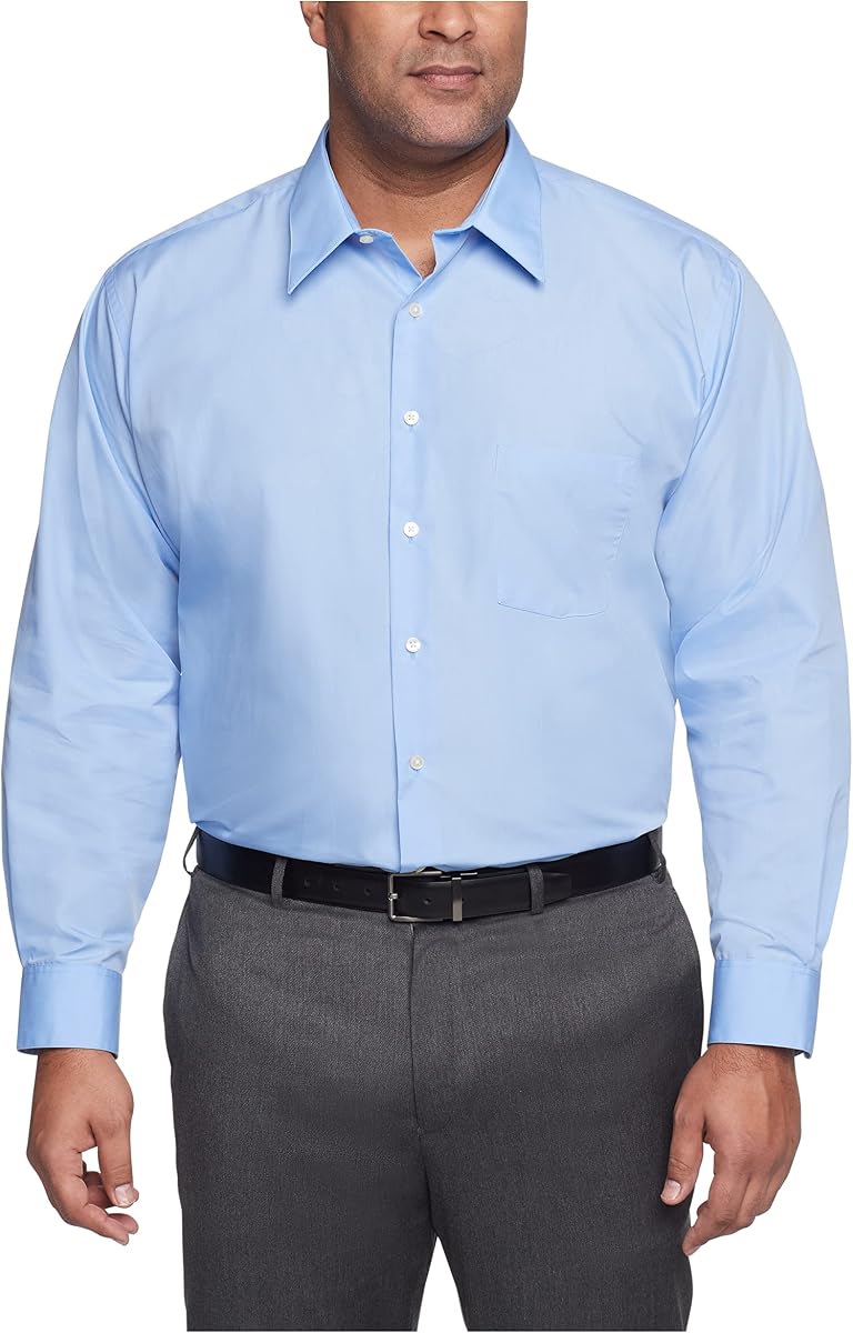 Camisa de vestir de popelín de corte grande para hombre (grande y alto)