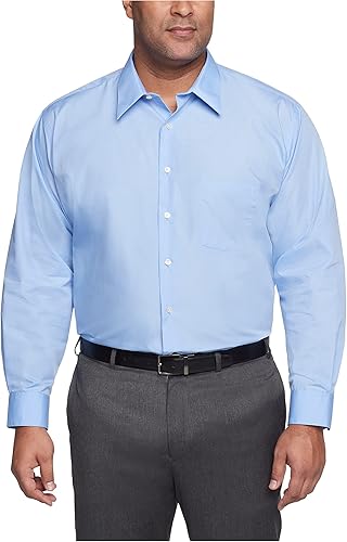 Van Heusen Fit Dress Shirt Poplin Solid (Big and Tall) Camisa de Vestir, Cameo B