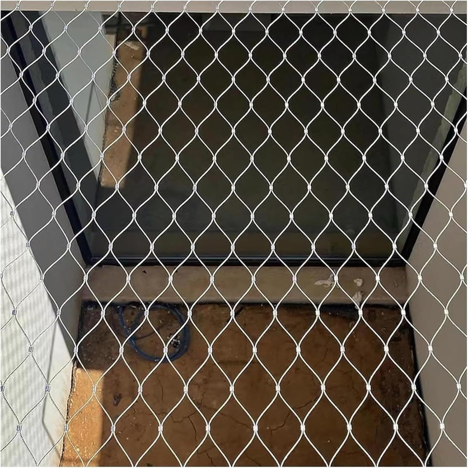 Rete di sicurezza flessibile in acciaio inossidabile per balconi e scale, rete di supporto per piante rampicanti, 0,8 x 9 m, soluzione di protezione durevole