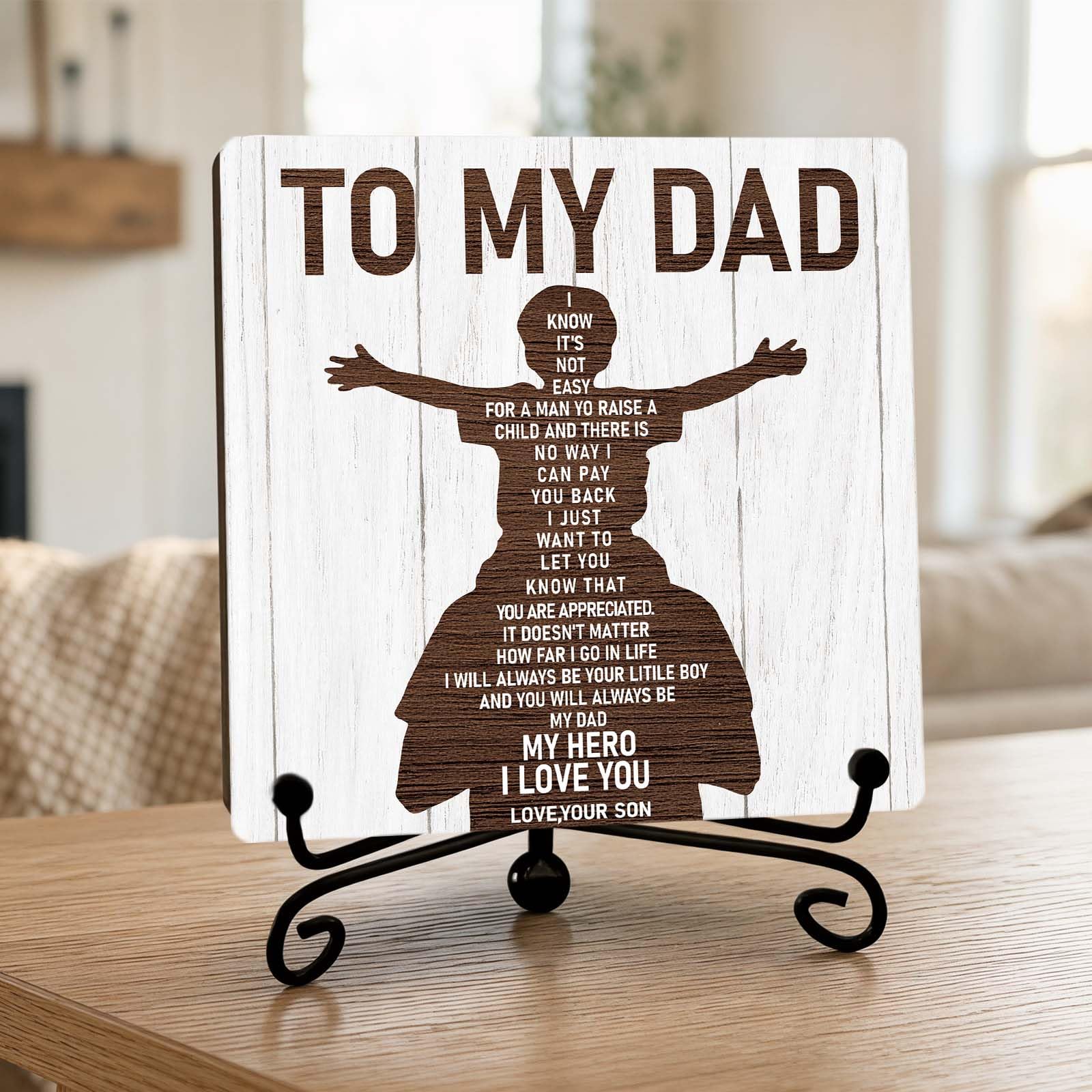 Panneau en bois « To My Dad » : le cadeau de Fête des Pères idéal d'un fils pour son papa