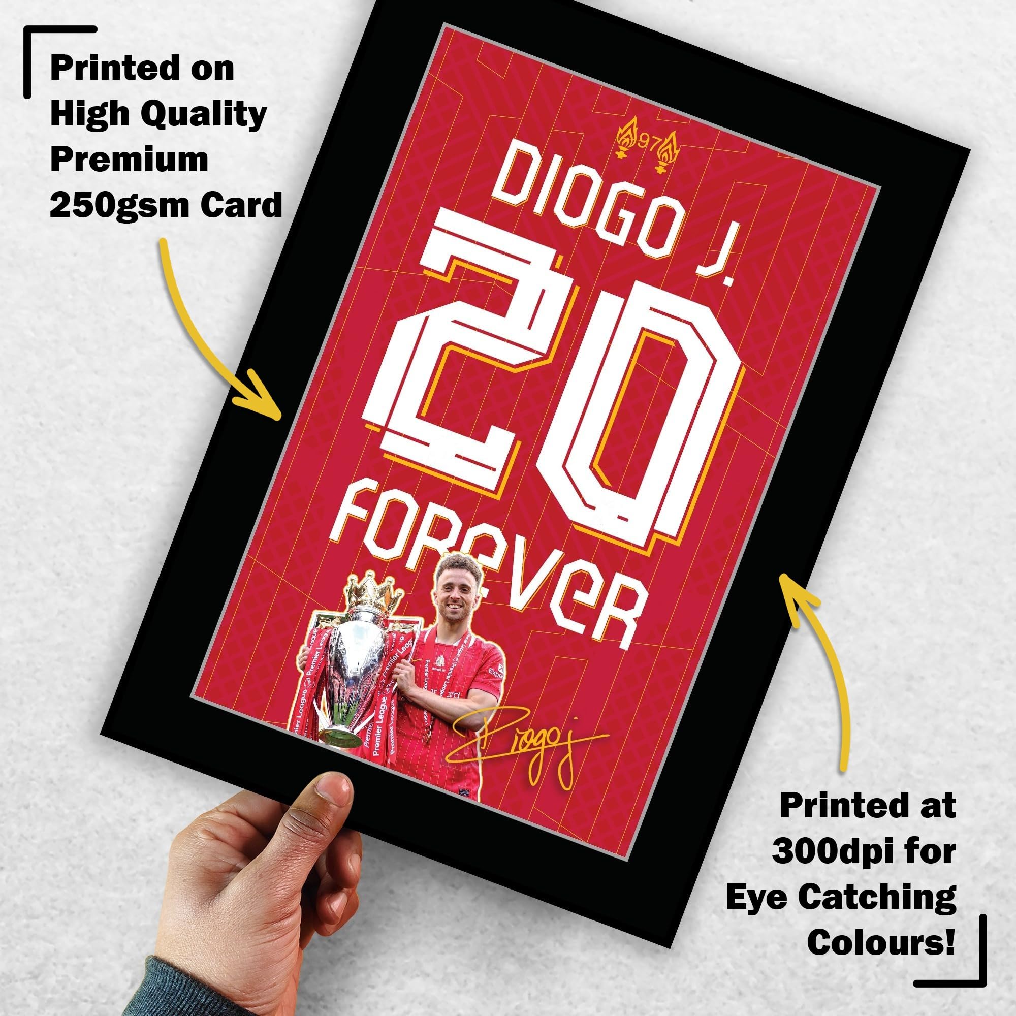 HWC Trading Diogo Jota Liverpool Forever 20 Poster Plakat Z Autografem Dla Kibiców I Kibiców Piłki Nożnej (ID-003031) - A4 Tylko Drukowanie