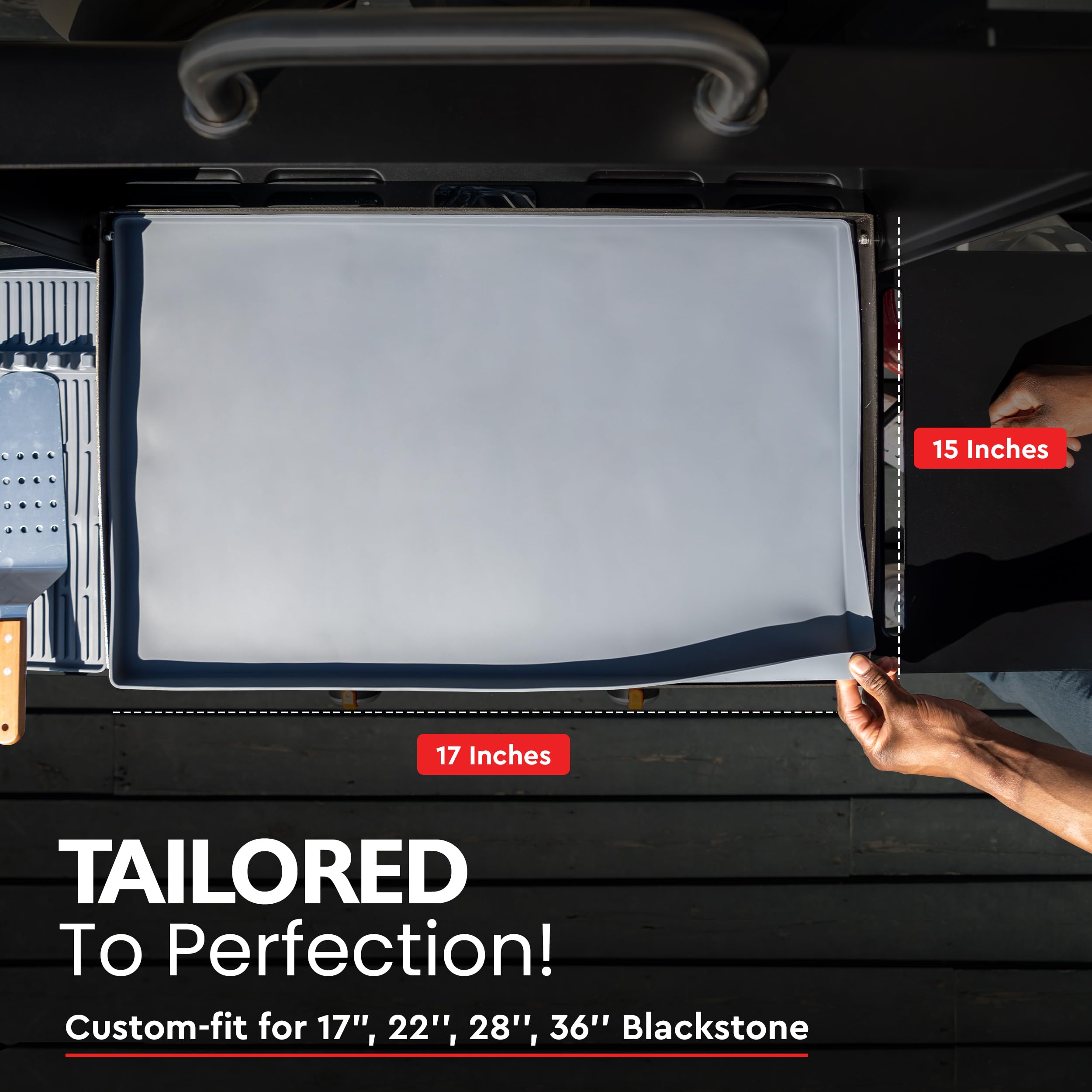 Silikon-Grillmatte Für Blackstone 91 Cm – Inkl. 2 Spatel & Ablage, Schützt Vor Rost, Schmutz & Wetter