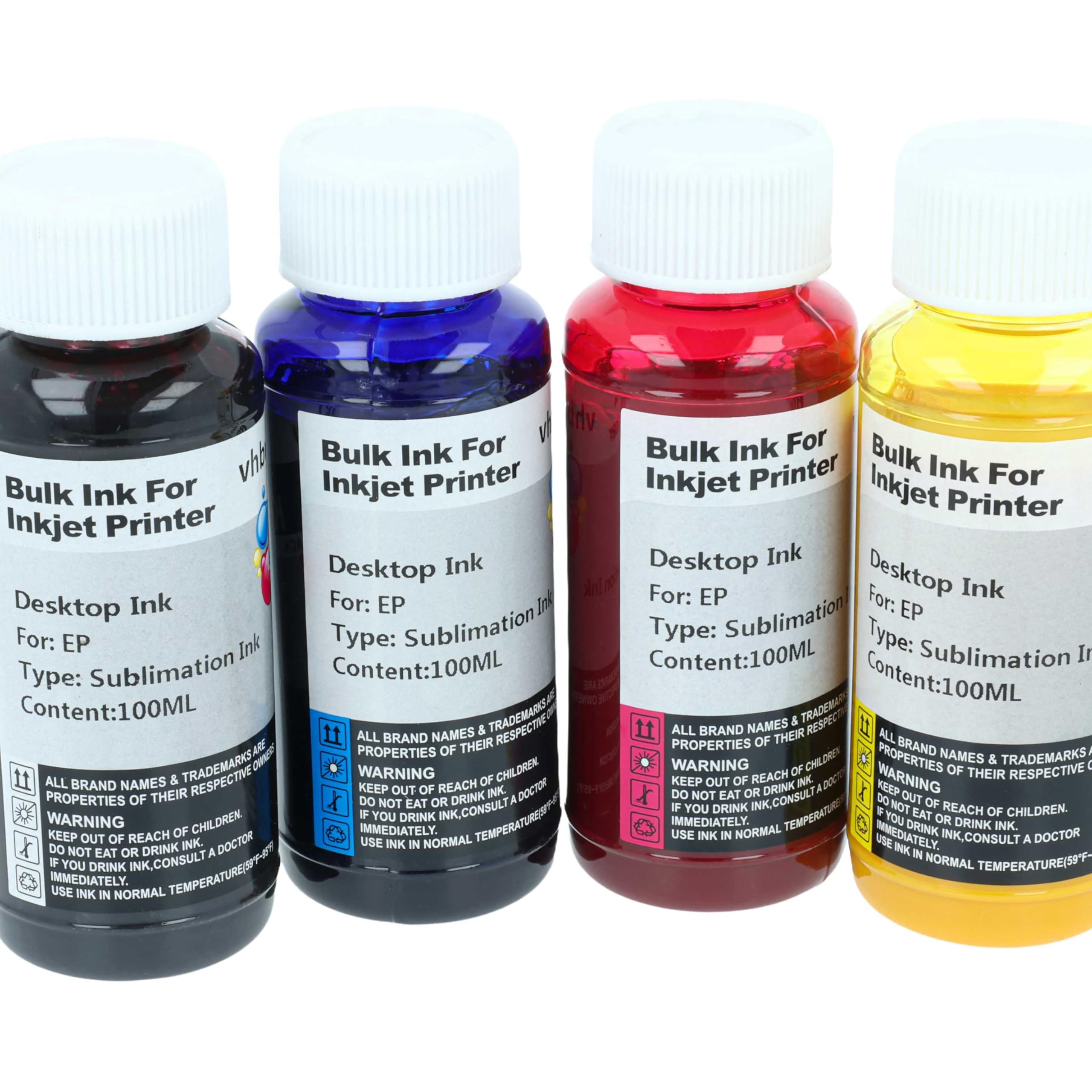 vhbw 4X Encre de Sublimation Compatible avec Ricoh Aficio SG 3110DN imprimante de Sublimation - Kit de Recharge Cyan, Magenta, Jaune, Noir, 100ml