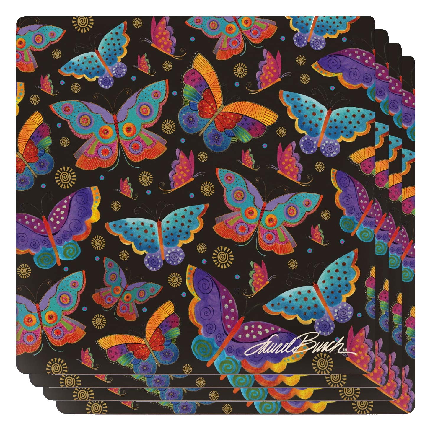 Dessous-de-verre céramique Laurel Burch Mariposas Monarque 4x4, protection table basse