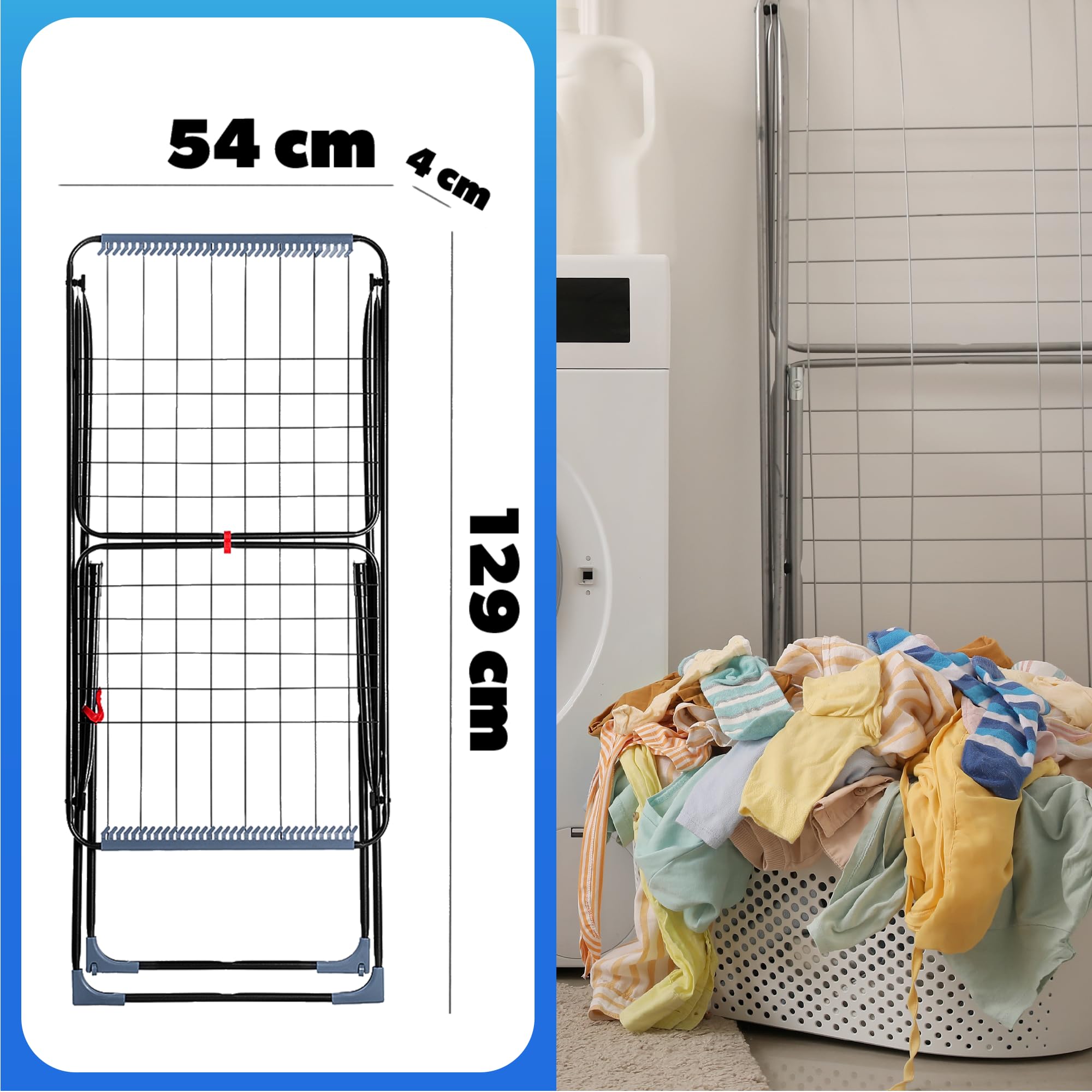Stendibiancheria Verticale A 3 Livelli, Superficie Asciugatura 20 M², Capacità 12 Kg - Compatto E Pieghevole, Colore Grigio
