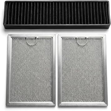 Microwave Filter Set for GE JVM7195SK6SS,JVM7195EK5ES, JNM7196DK5BB,JVM7195DK5WW, PNM9216SK5SS,JNM7196SK6SS (grease and charcoal filter)