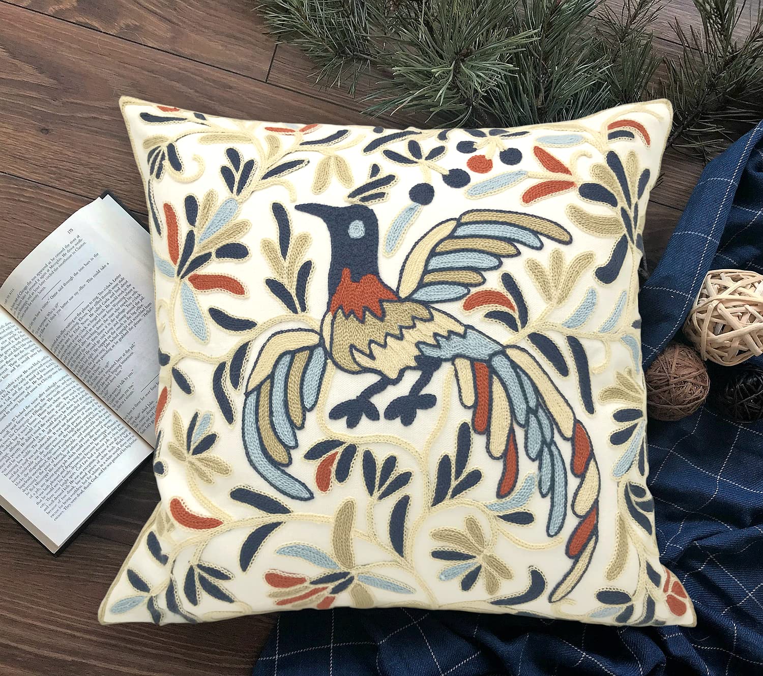 Amazon.co.jp: Alysheer 刺繍装飾スロークッションカバー 18 x 18