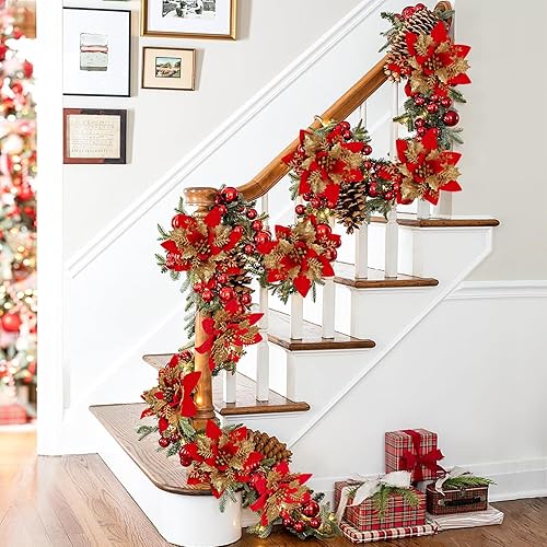 Miniatura 5 de Beferr Decoración para árbol de Navidad, 18 piezas de flores de Pascua artificiales de 5.5 pulgadas, palillos de flores de Navidad con clips,