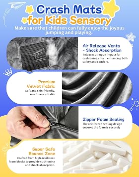Crash Pads for Kids Sensory, Crash Pads Sensory (4 x 4 ft) Grey