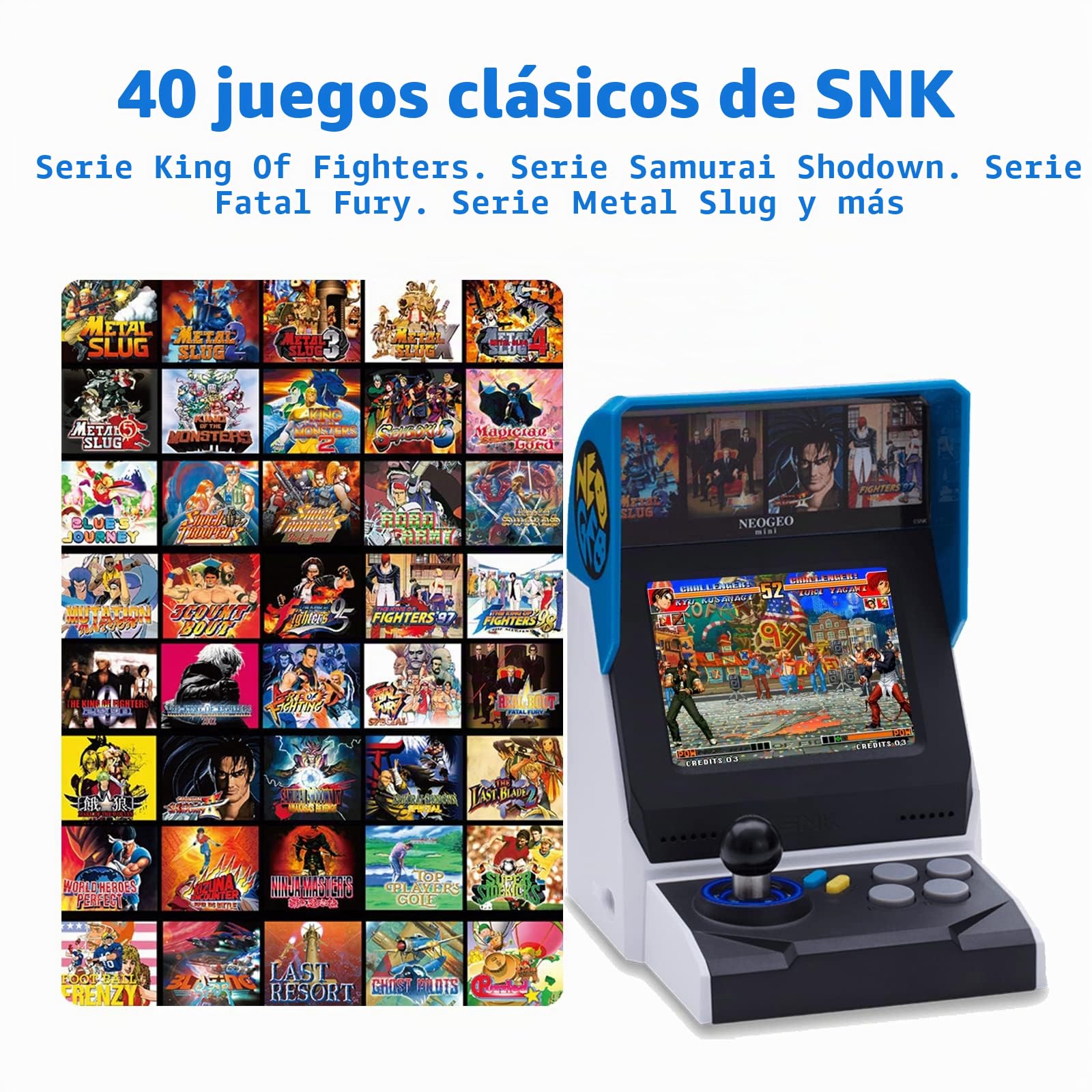 NEOGEO Mini International Arcade y Black Gamepad, 40 juegos SNK clásicos precargados