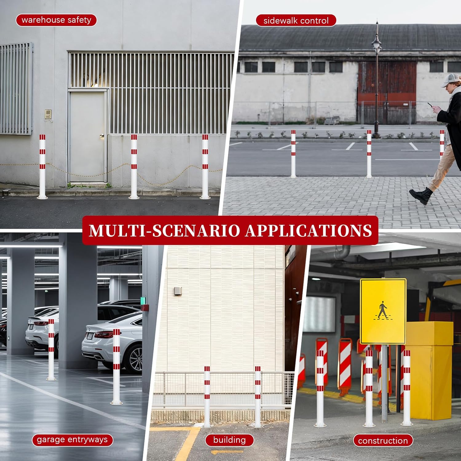 32" Safety Road Parking Cones with Base & Reflective Strips, White Safety Cone for Traffic Control, Construction Events, Driveways, and Parking Lots