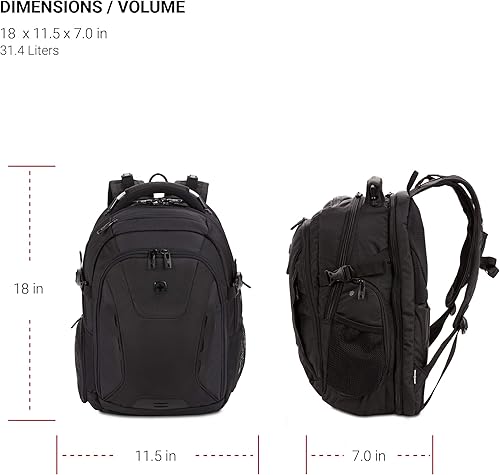 Miniatura 6 de SwissGear - Mochila con compartimiento para laptop y puerto USB serie ScanSmart 5358 Mochila para laptop resistente a la abrasión y fácil de llevar,
