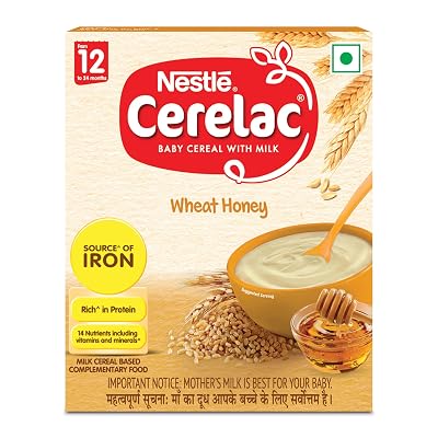 CERELAC Baby Food Cereal | No Preservatives | Wheat Honey for 12 to 24 Months Baby | Source of Iron & Protein for Babies