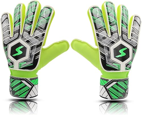 Miniatura 2 de Guantes de portero de fútbol para niños, jóvenes y adultos, guantes de portero de agarre fuerte con protección de dedos y doble protección para la