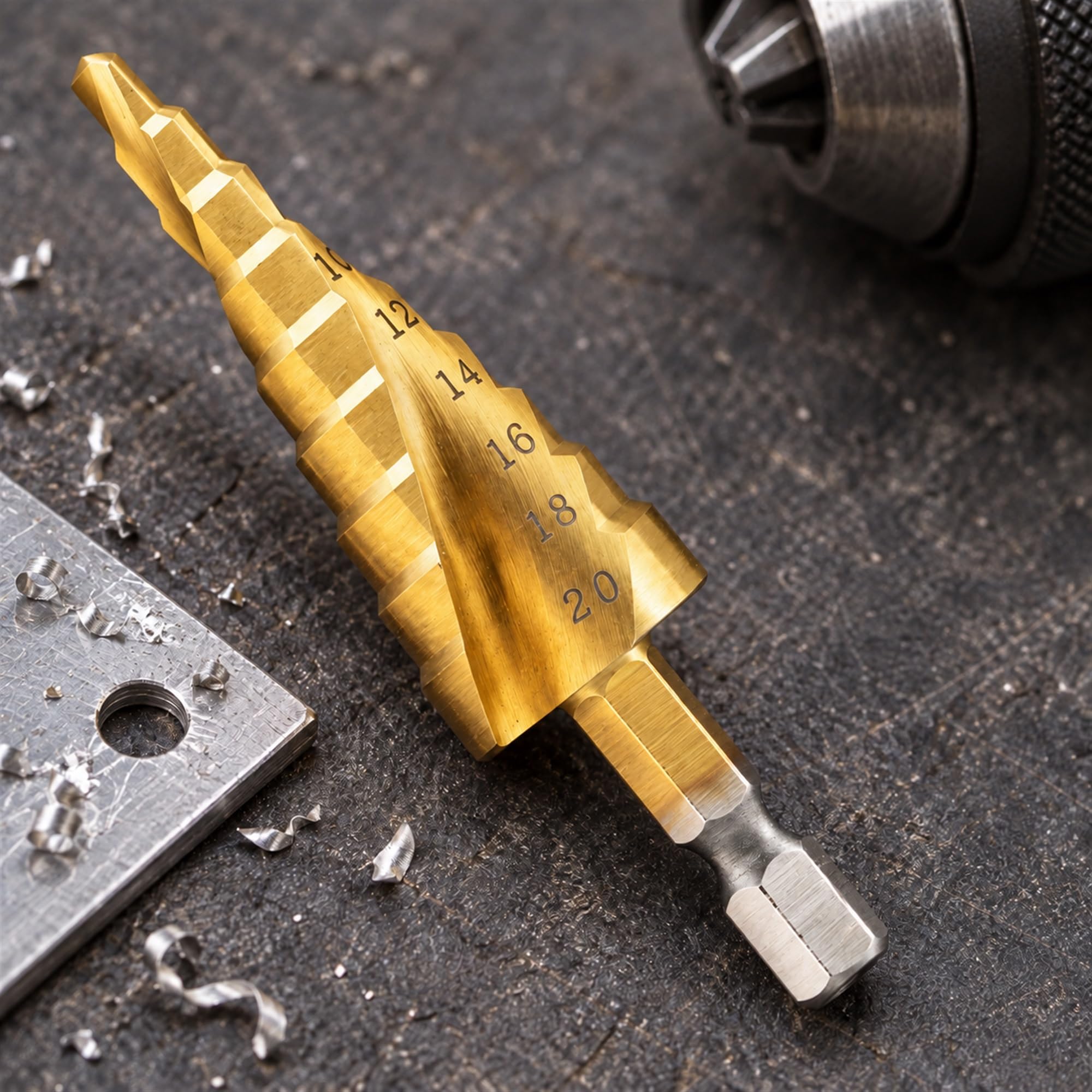 High Speed Steel Spiral Step Drill Bit for Metal, Wood and Plastic Drilling, Stepped Hole Making for Workshop Tasks