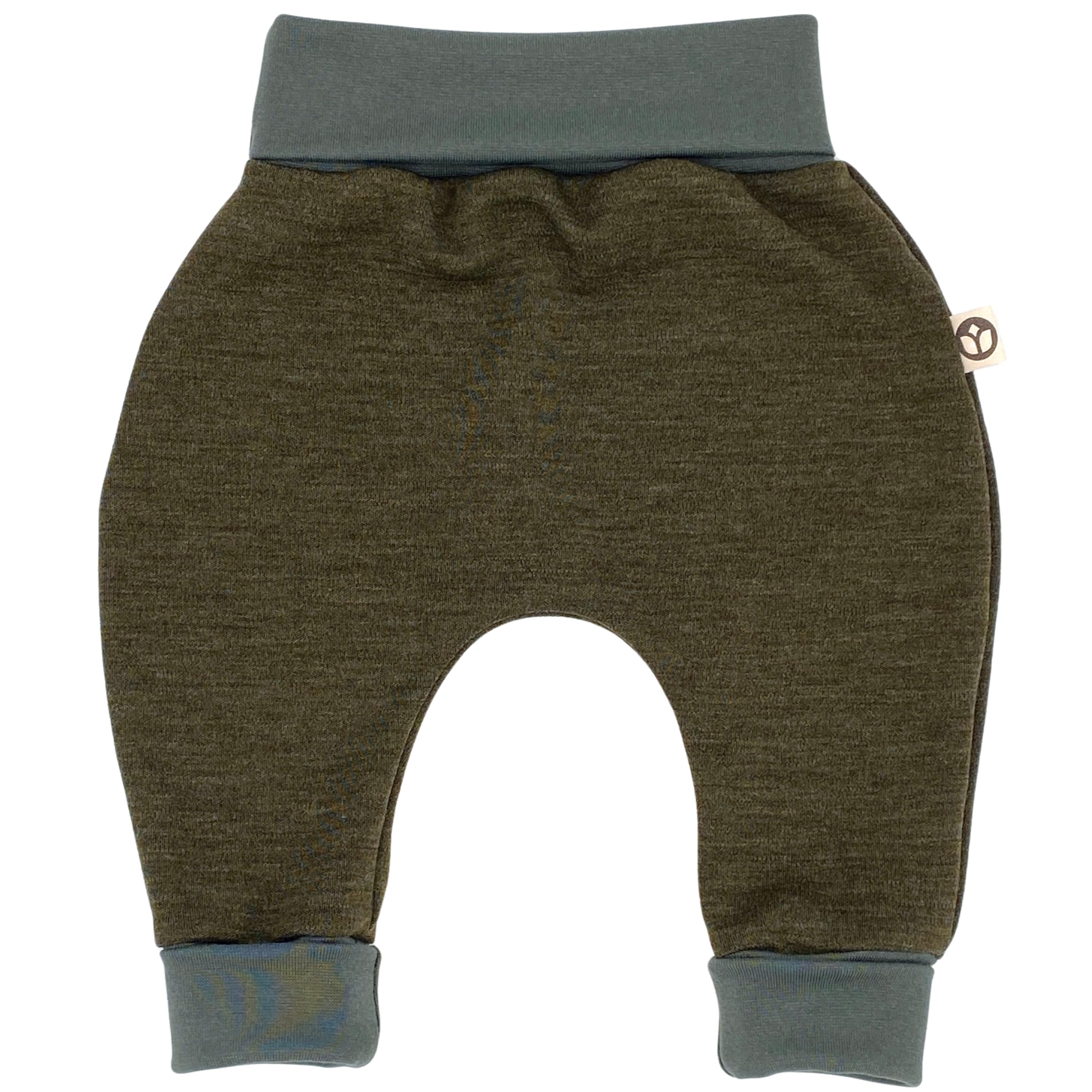 Tulipanelli Handmade Babyhose aus Merino Schurwolle - Wollhose für Babys und Kleinkinder aus Merino Wolljersey - Mitwachshose aus Merinowolle - Größen 50-74 | 68-86 | 92-104