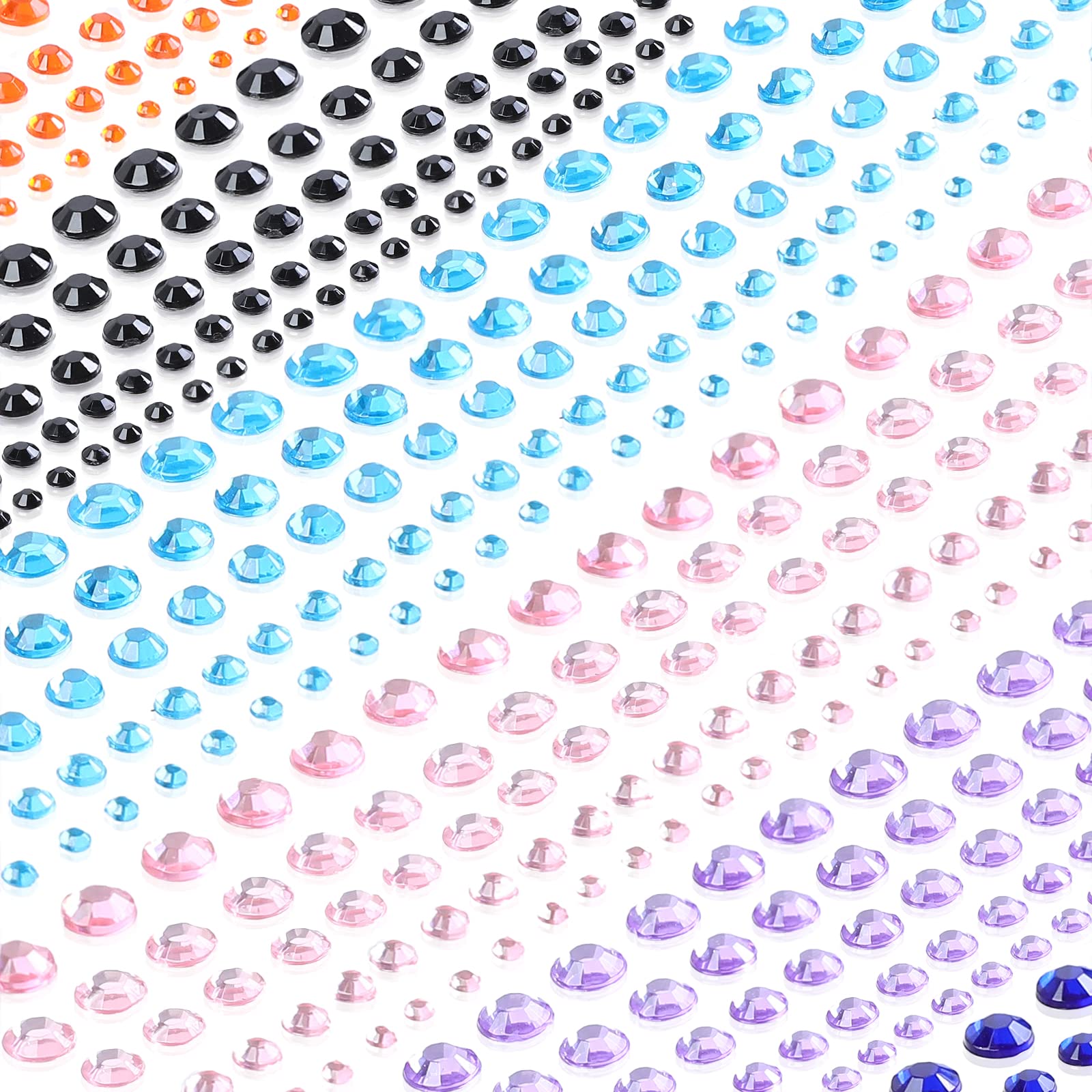 AiQInu 3600 PCS Strass Autocollant, 16 Couleurs 2/3/4/5/6MM Auto-adhésif Visage, Pierres Précieuses Cristal pour DIY Artisanat Nail Body Maquillage Décoration