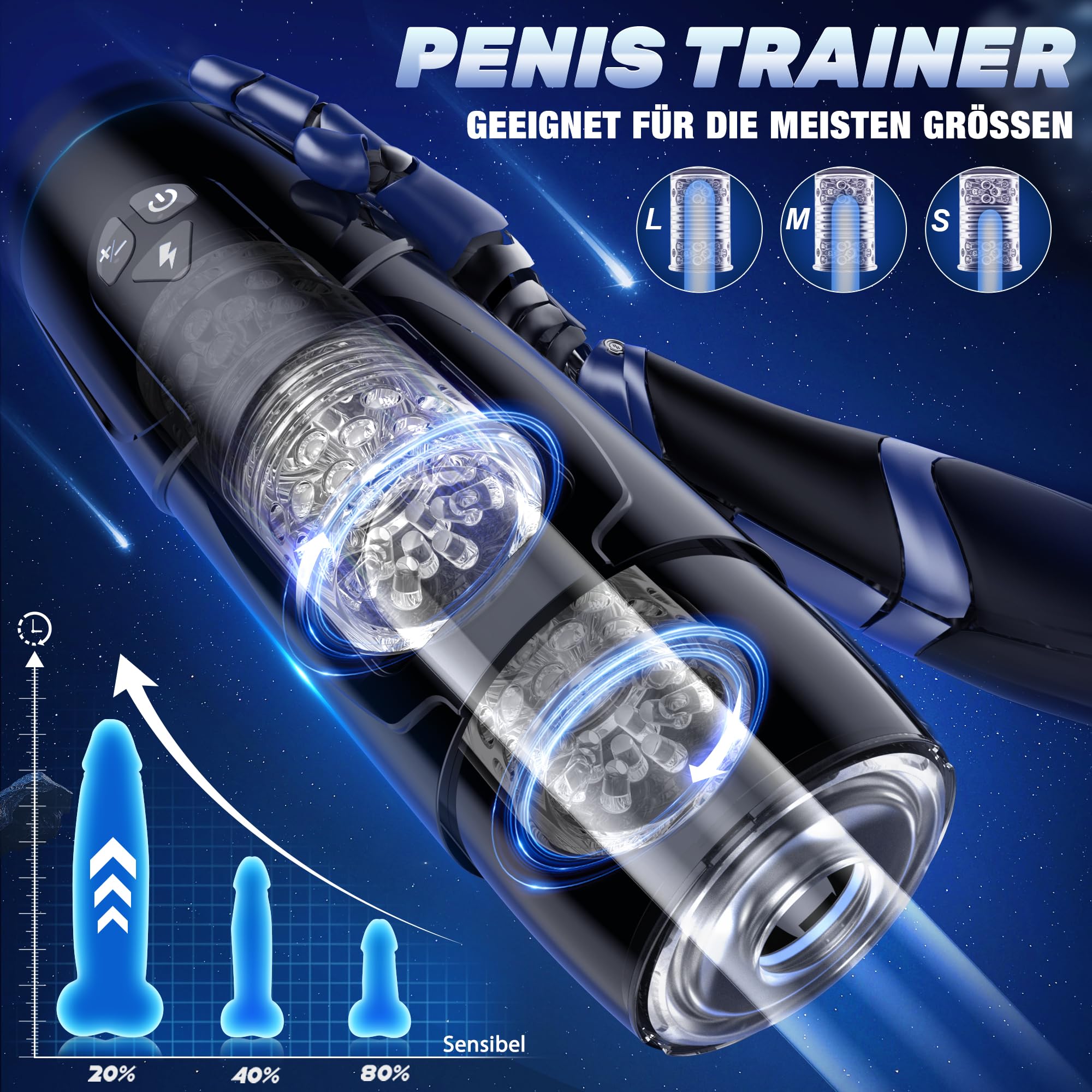 Masturbtore per Uomini Mano Libera Controllo Manuale dell'App Sex Toys, Masturbatore Uomo con 7 Modalità di Funzione Telescopica e Rotante, Masturbatori a Coppa Manuali