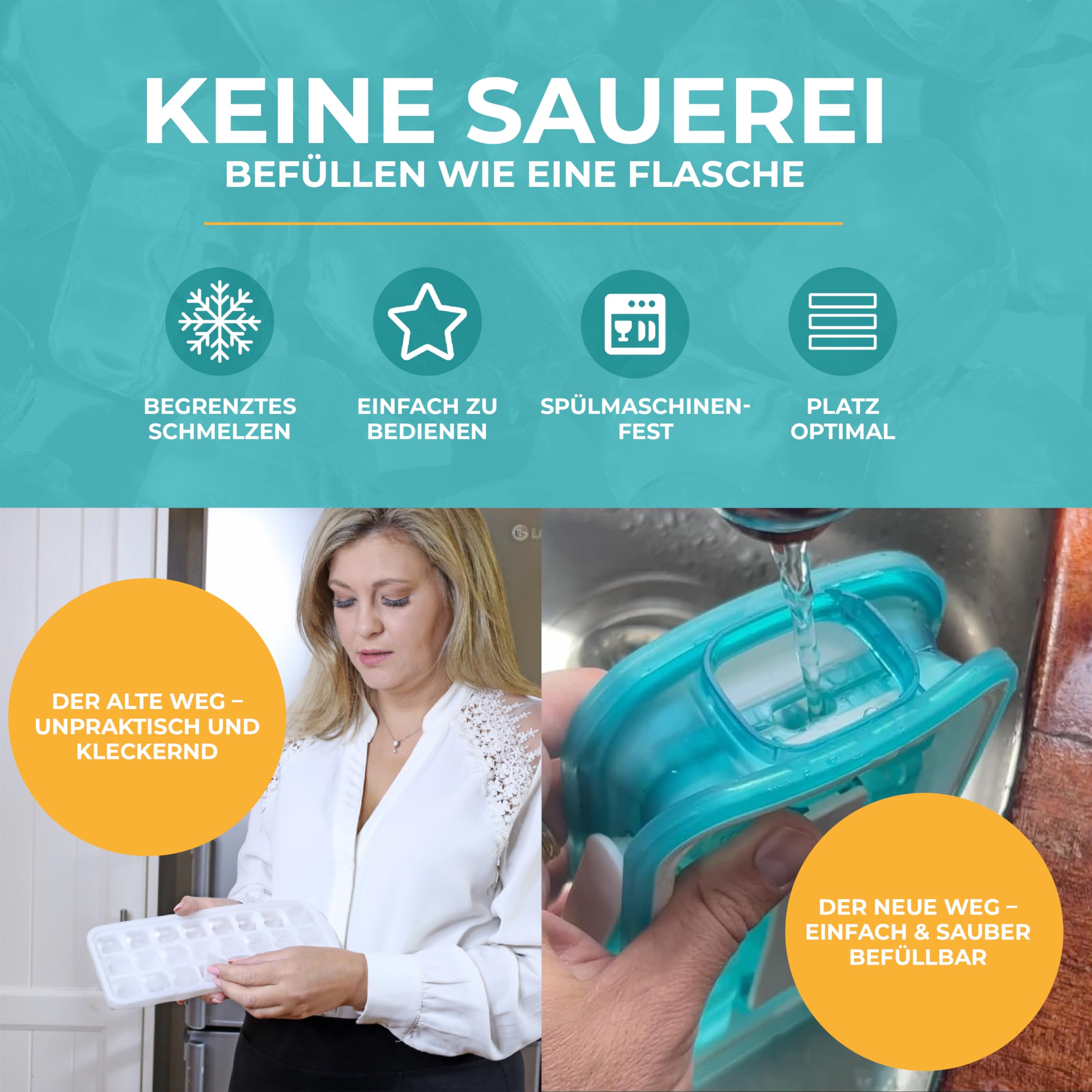 ICEBREAKER Stampo per cubetti di ghiaccio POP 2.0 - Crea e servire il ghiaccio senza toccare il ghiaccio - Il contenitore per ghiaccio igienico per il congelatore - Contenitore in silicone con