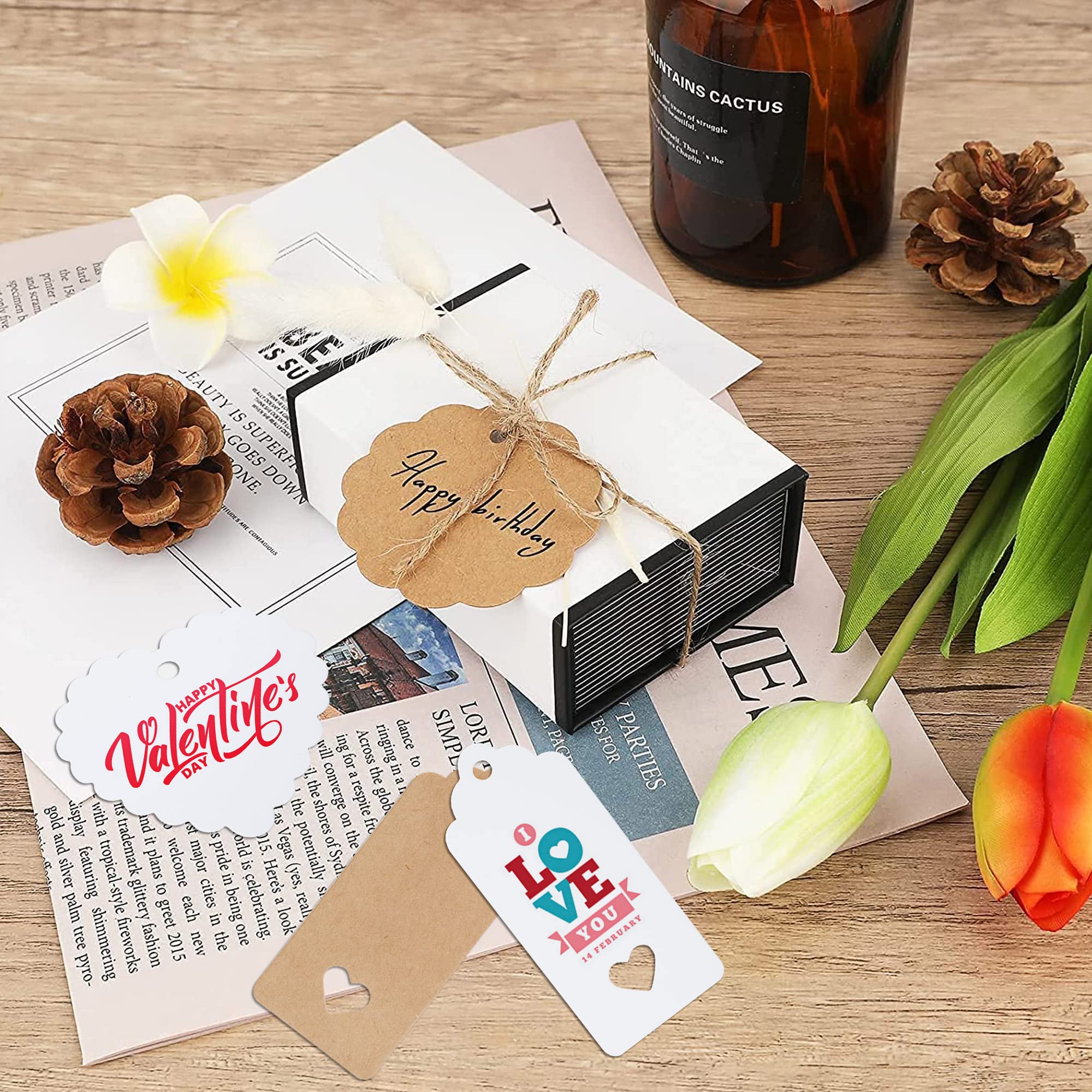 SOFPLATE 200 étiquette De Prix Rose En Papier En Forme De Cœur Avec Cordon De Jute De 20 M/65.62 Pieds Étiquette Vierge à Suspendre Petite Étiquette De Prix Artisanale Pour Emballage Rassemblement