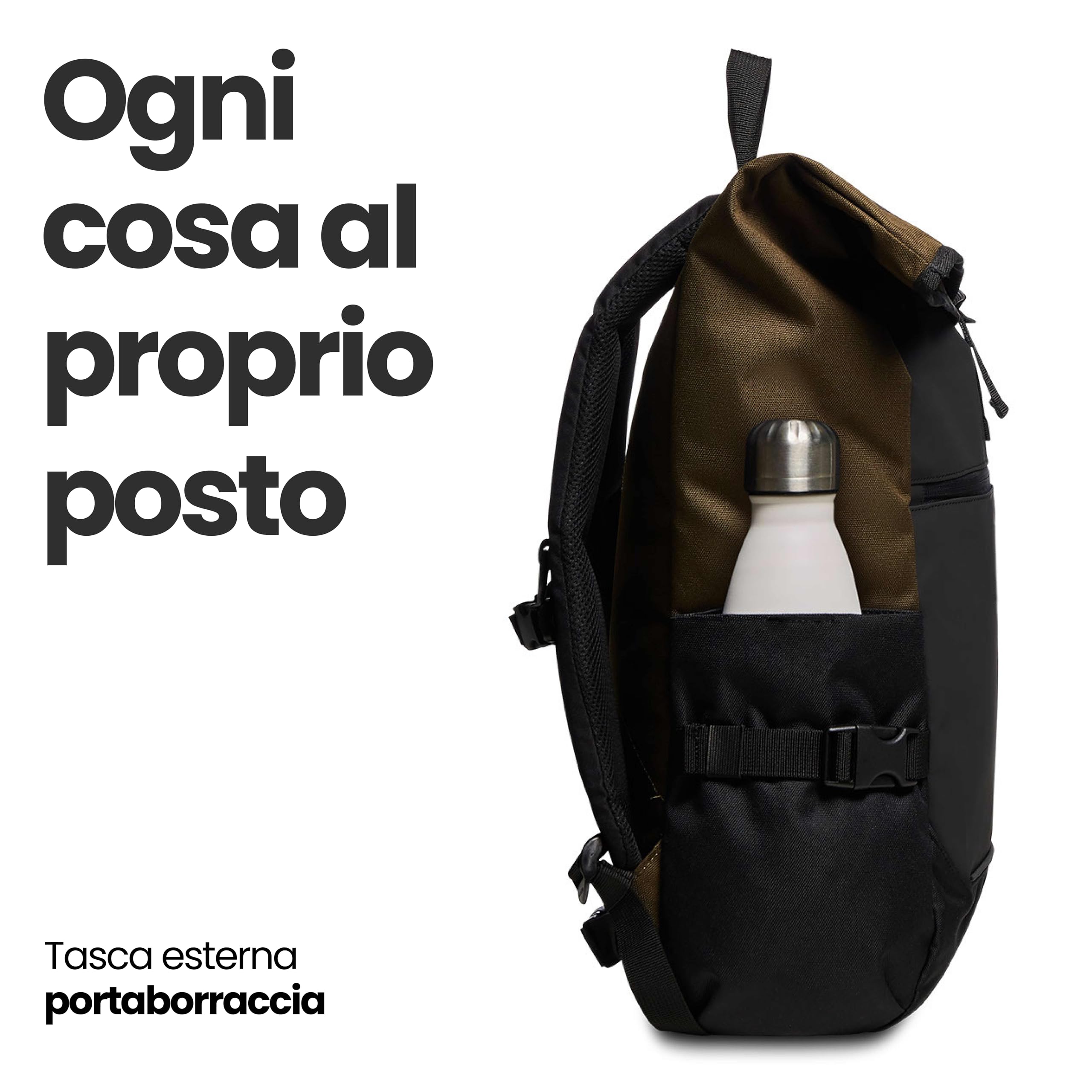 Invicta Zaino INVICTA - INVICT-ACT FOLD - Ufficio, Lavoro, Viaggio & Tempo Libero - Maxi Capienza - Tasca Interna Porta PC - Tasca Porta Borraccia