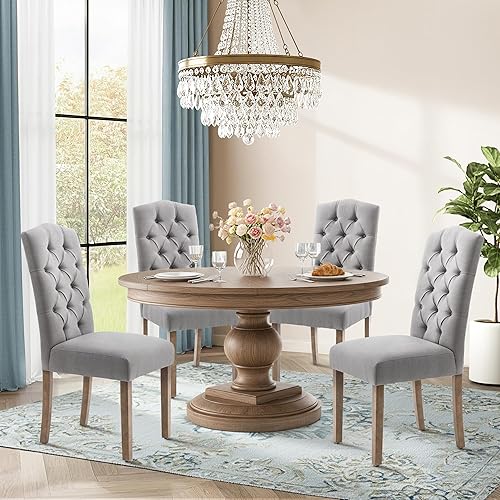 Miniatura 2 de Juego de sillas de comedor Parsons tapizadas copetudas, decoración de comedor de tela, elegante y moderna, para cocina, sala de estar con botones y