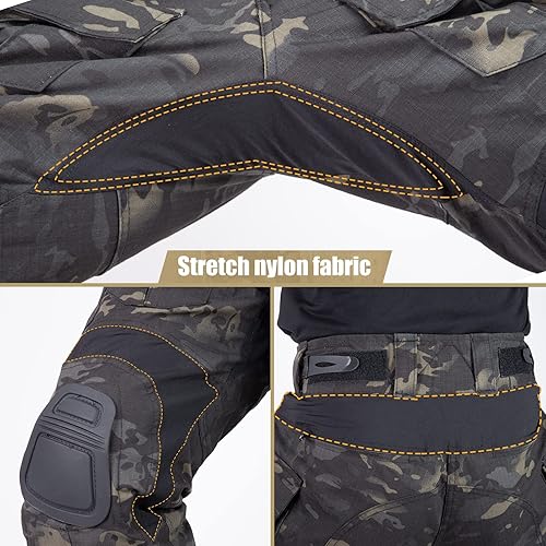 Miniatura 4 de VOTAGOO Pantalones de combate con rodilleras, G3 Caza Camo Pantalones para Hombres Tactical Militar Paintball Pantalones Airsoft Gear