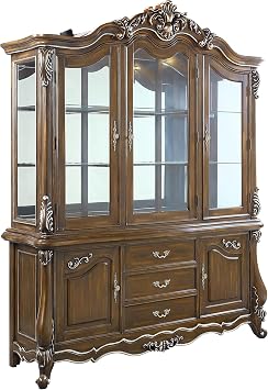 Acme Latisha 3 Drawers Hutch and Buffet in Antique Oak