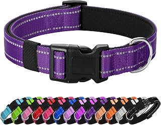 Penseepet Reflective Padded Dog Collar for Medium Dogs - Soft Neoprene, Breathable, Quick Release, Purple