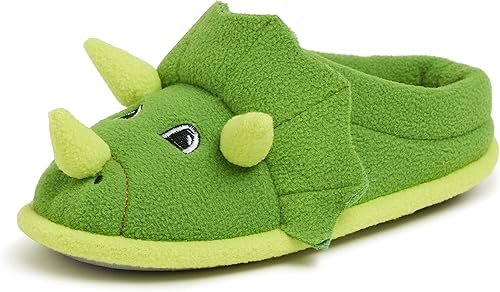 Dearfoams Pantuflas lindas de tiburón, vaca, unicornio, perro, dinosaurio y criatura de animales para niños pequeños y niños