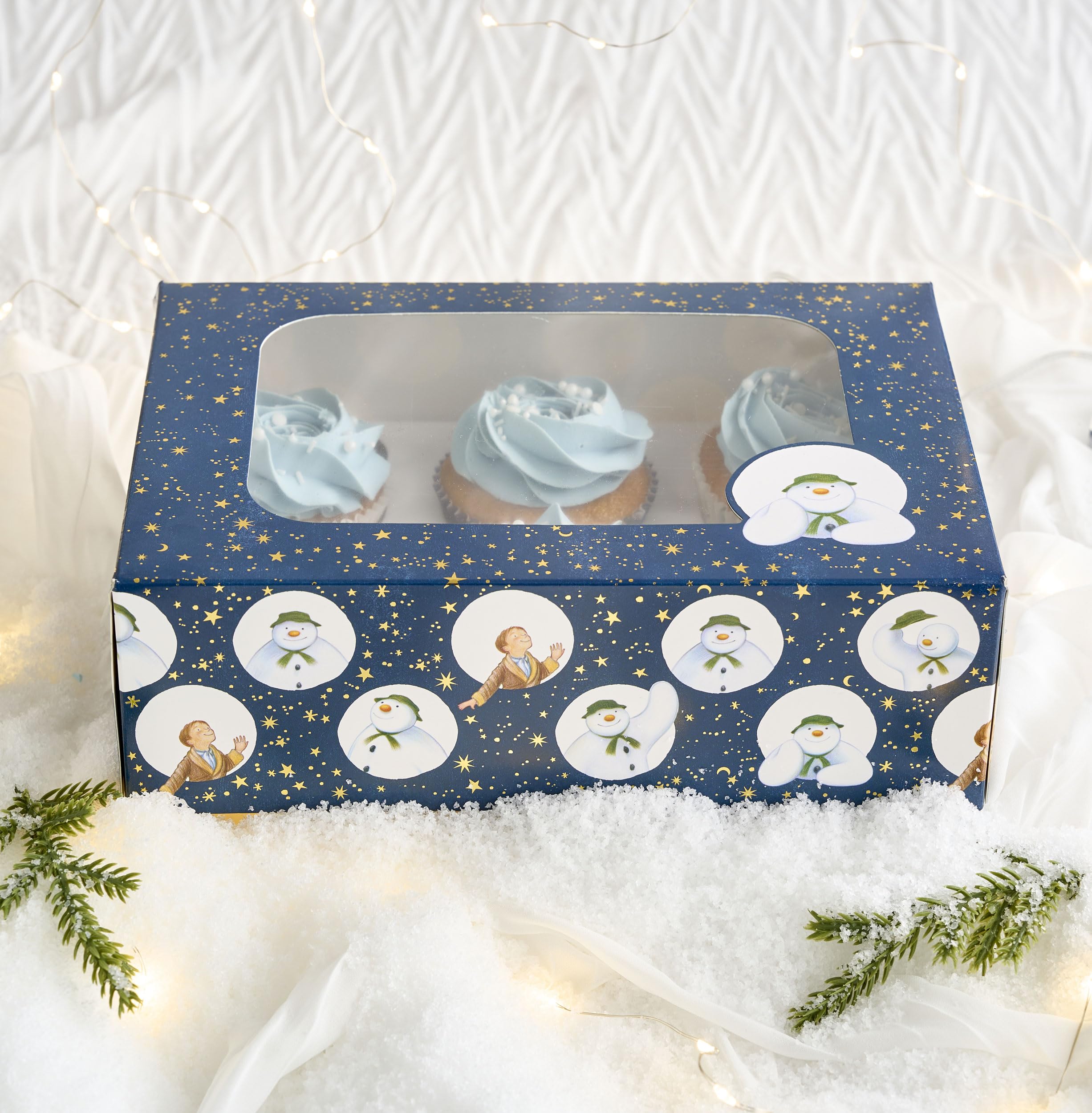 Anniversary House Scatola natalizia per cupcake con finestra e inserto rimovibile a 6 fori, il pupazzo di neve meraviglioso, facile da montare, blu navy, 7,5 x 16 x 23 cm, J178 Anniversary House Scatola natalizia per cupcake con finestra e inserto rimovibile a 6 fori, il pupazzo di neve meraviglioso, facile da montare, blu navy, 7,5 x 16 x 23 cm, J178