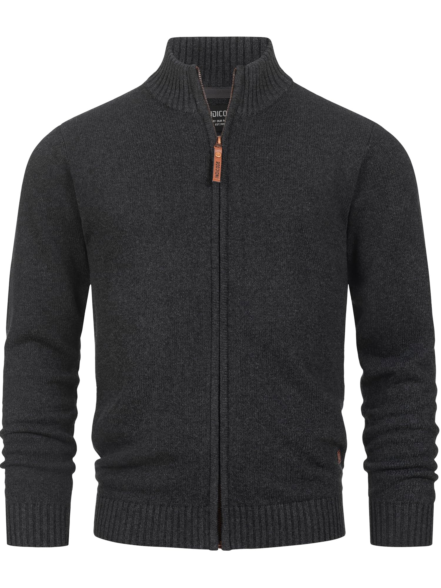 Indicode Herren INLut Strickjacke mit Stehkragen und Reißverschluss | Cardigan Feinstrickjacke für Männer