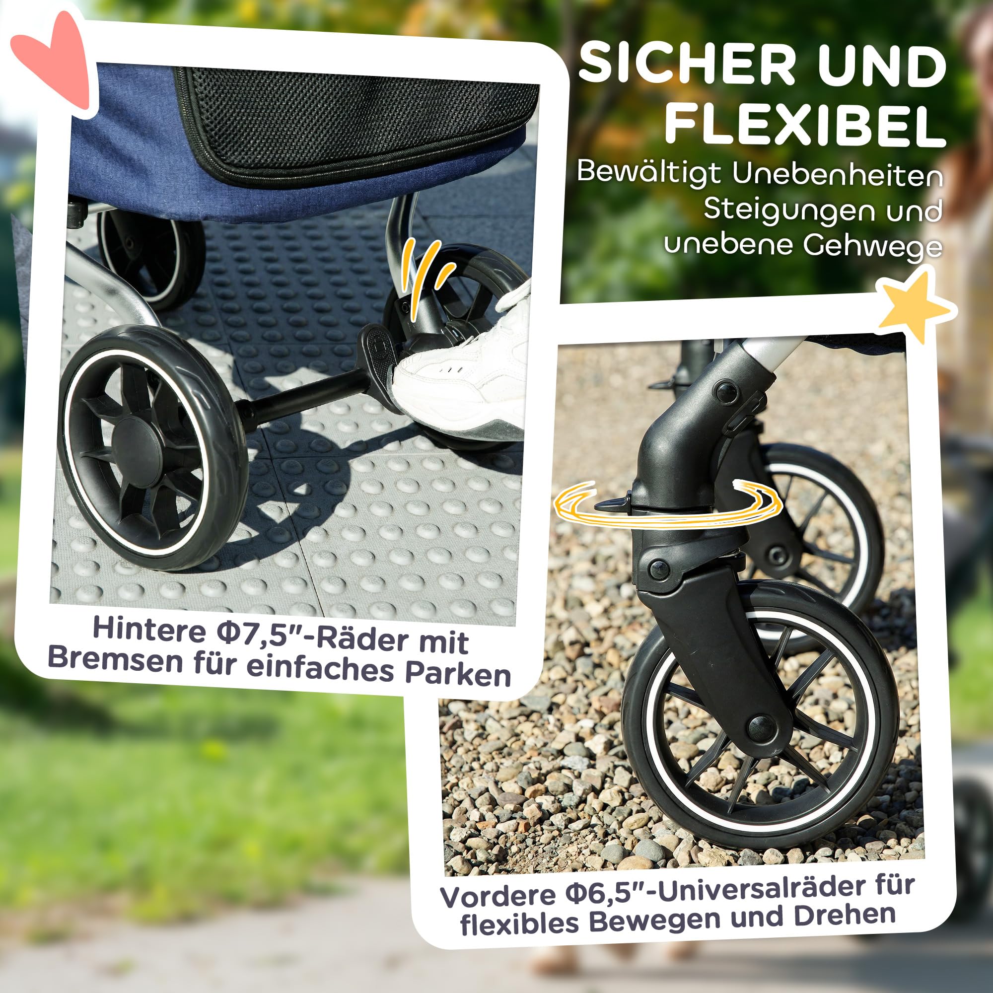 PawHut Hundewagen leicht Hundebuggy aus Aluminium klappbar für Hunde & Katzen Katzenbuggy mit Kissen Netzfenstern Türen Aufbewahrungskorb Katzenwagen Mini-Hundewagen für kleine Hunde Dunkelblau