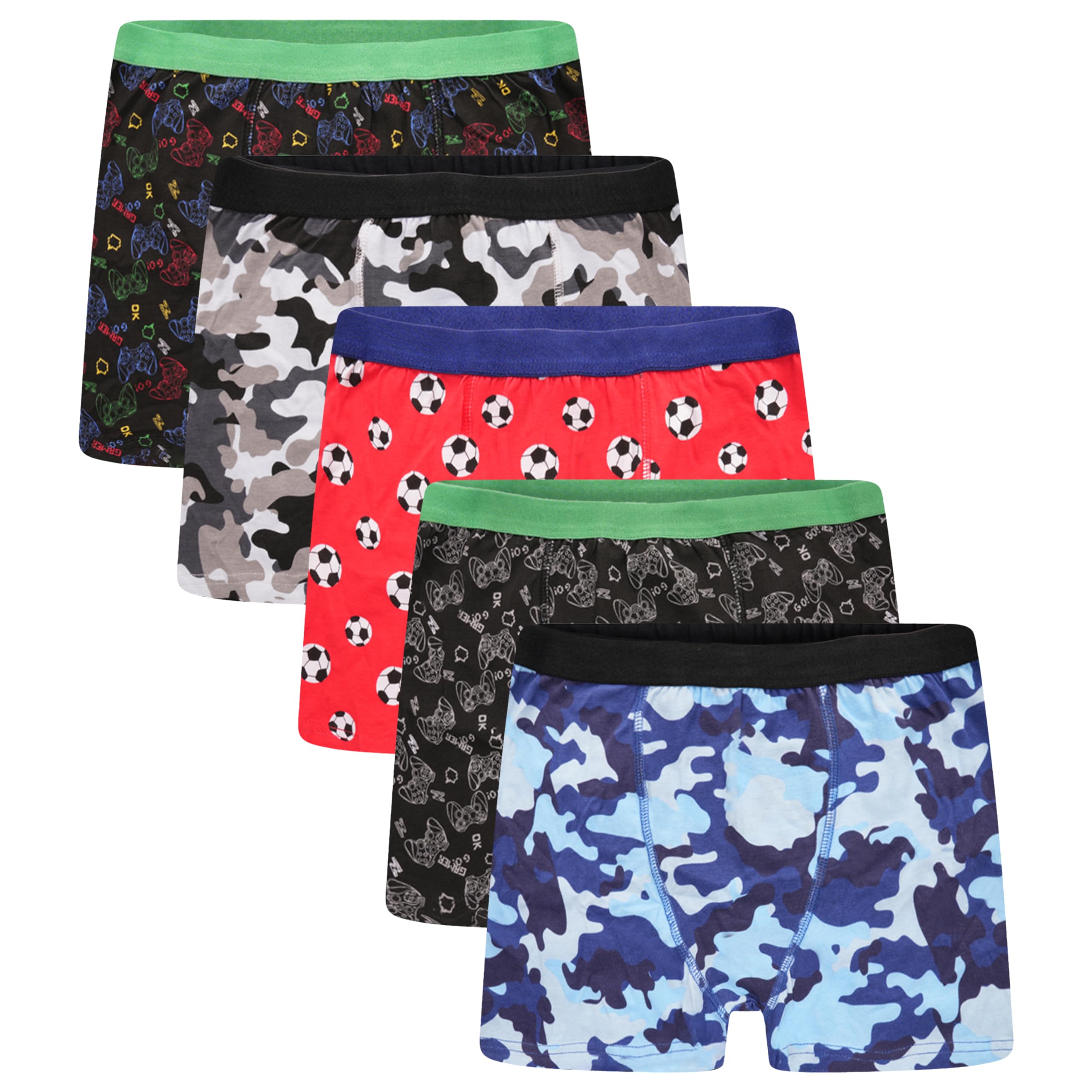 Lot 6 Boxers Garçon Sock Stack Lycra - Confortables Respirants Coupe Courte
