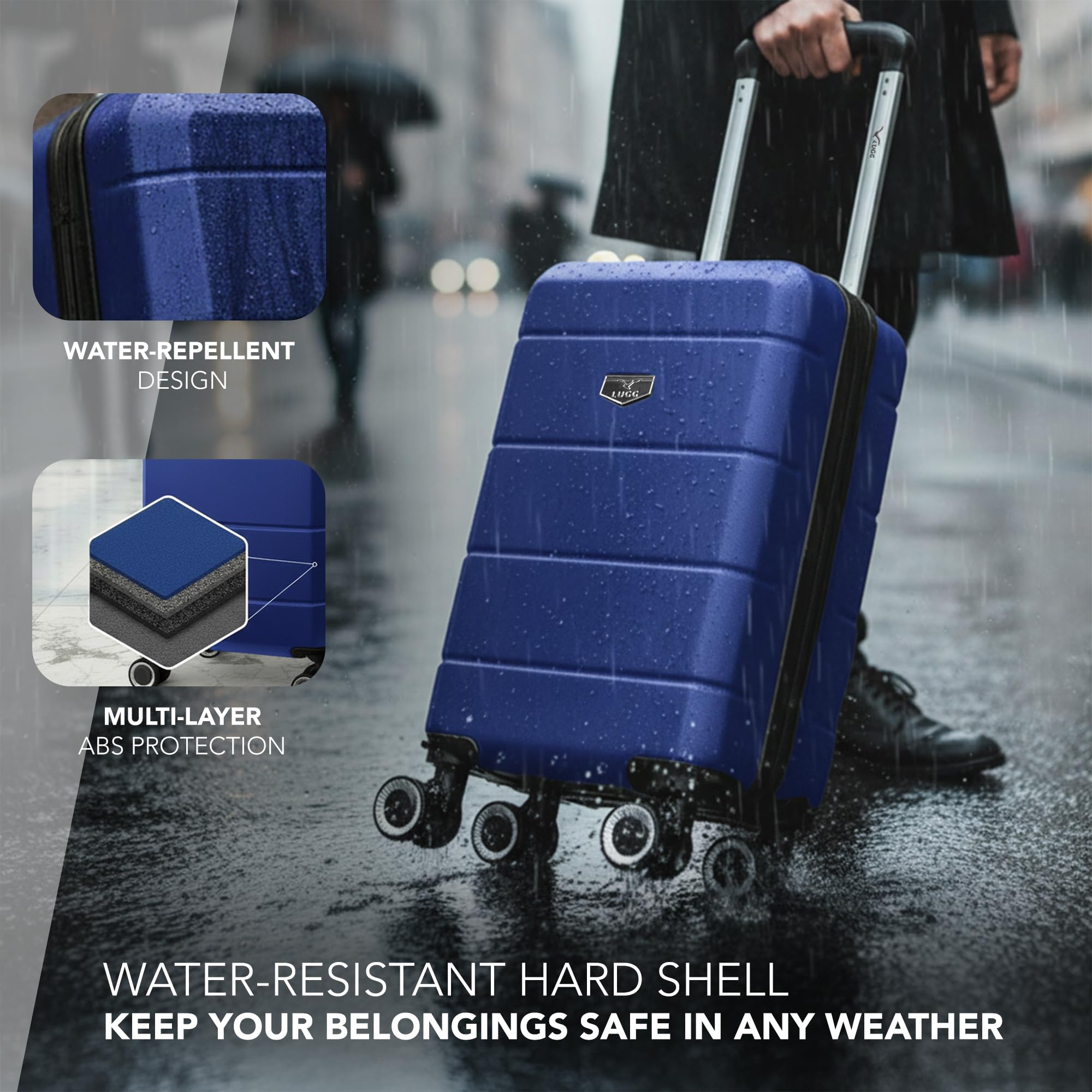 LUGG - Jetset 40cm Suitcase - 40x30x20cm- Ryanair Compatible - Underseat Size - Hard Shell ABS - Spinner & Removable Wheels - Lightweight Travel Luggage- Cream/Brown — view 299