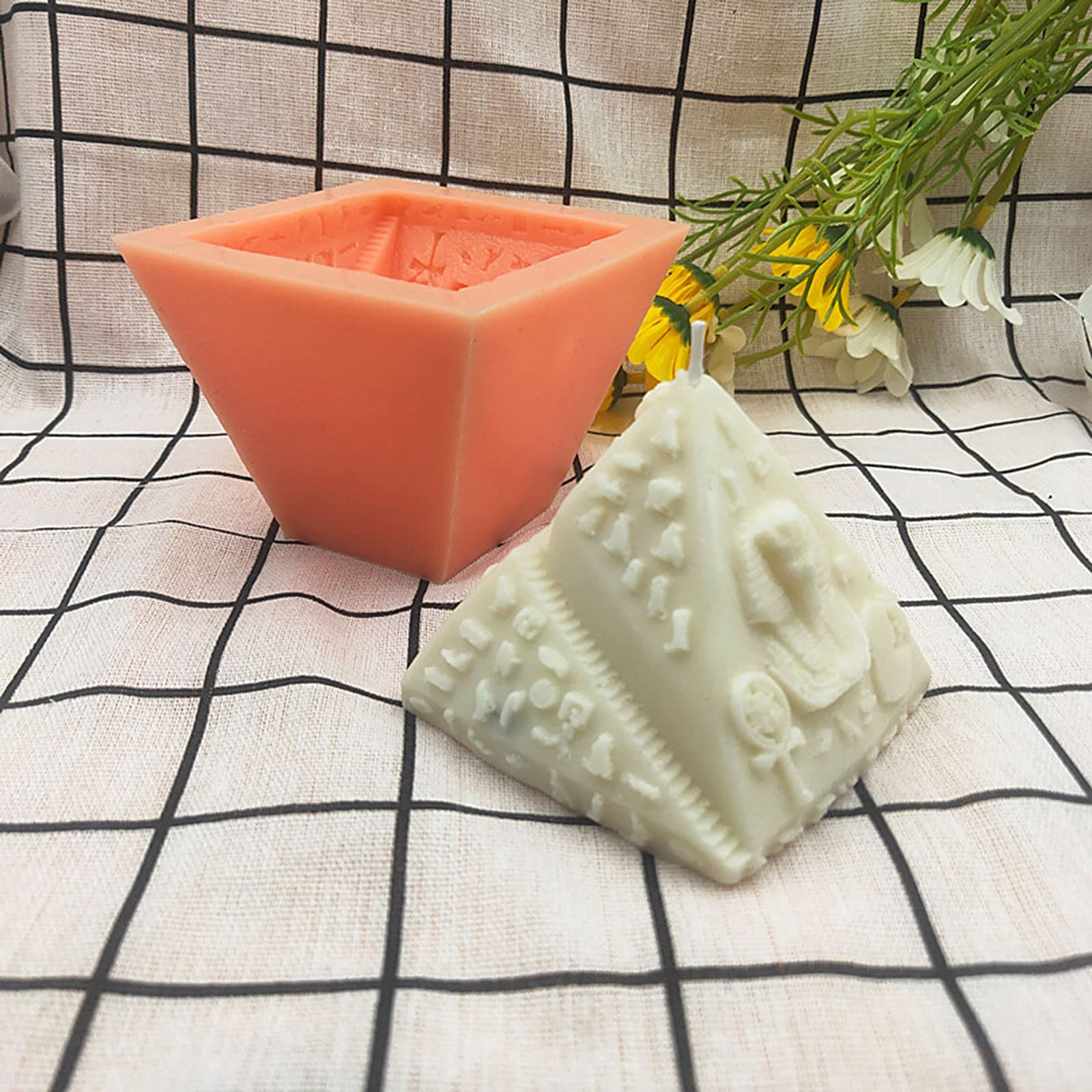 Molde de vela de silicona de pirámide egipcia 3D hecho a mano para fondant yeso molde para bricolaje jabón chocolate helado moldes postre 5
