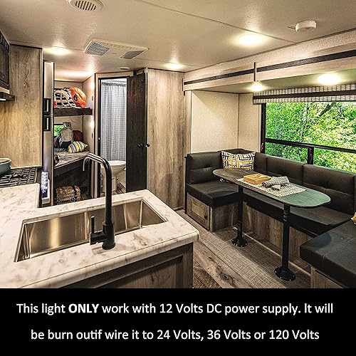 Miniatura 3 de Facon Luz LED de disco de 6.5 pulgadas, 12 V, 4 paquetes de luz de montaje empotrada delgada de aluminio, luz interior de 12 V CC para RV, cámper,