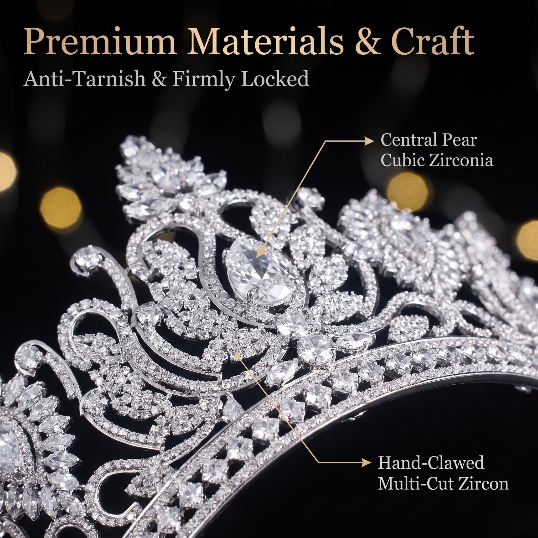 QXMYOO Tiaras y coronas grandes de lujo para boda, corona de concurso de concurso de concurso, tiara alta para novia, plata, oro, flor de sol, circonita cúbica, cumpleaños, graduación, fiesta, tocado