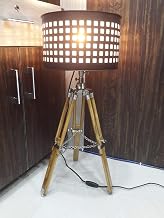 THOR INSTRUMENTS Classic Nautical Natural Finish Wood Tripod Office Table Desk Lamp with Matel Shade Rustic Vintage Home Decor Gifts