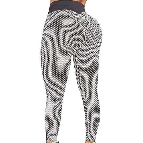 ZEFOTIM Yoga Pants for Women Butt Lifting,Bubble Hip Anti Cellulite Legging High Waist Tummy Control Yoga Tights