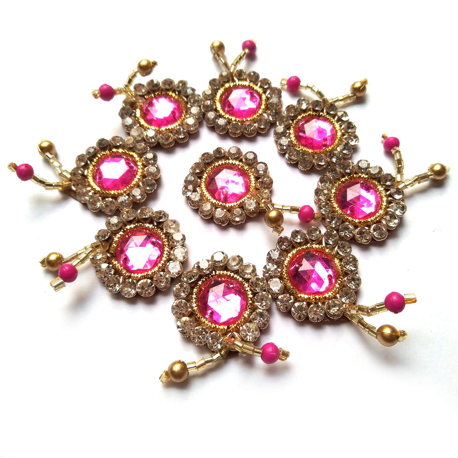 LOVETHOLY25pcs, 2cm Flower with latkan Embroidery Neck sew on Applique Patches/Decorative Patches for Clothes, Jackets, Jean's, Blouse, Saree, Dress Decoration (L-105.25)
