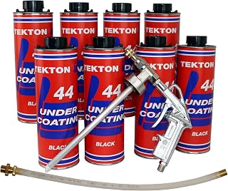 Tekton44 Undercoating for Vehicles, Automotive Black Undercoating Kit (8 Liter Cans + 1 Spray Gun + 1 Spray Wand)