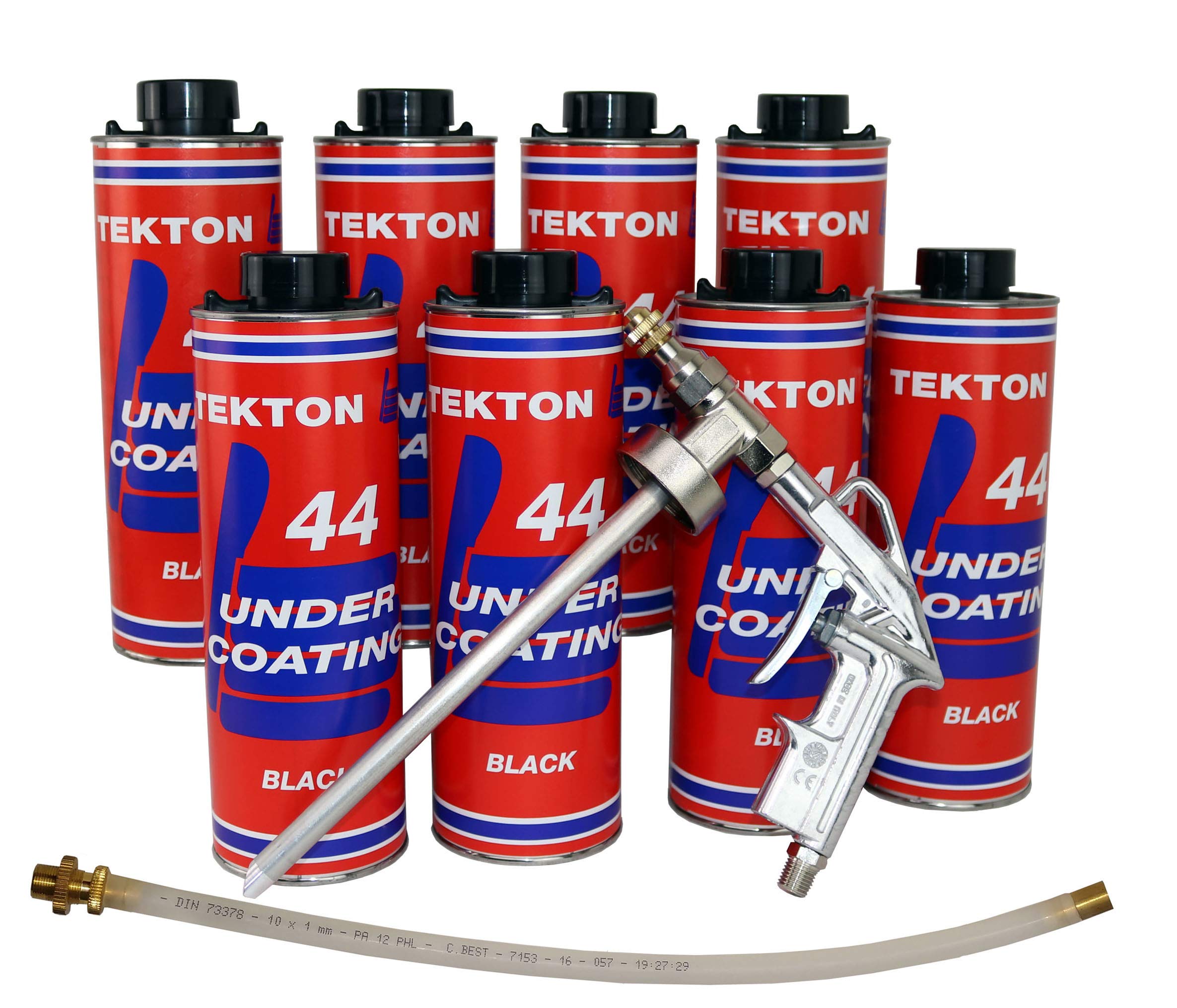 Tekton44 Undercoating for Cars and Trucks, Black Sprayable Undercoating Kit (8 Liter Cans + 1 Spray Gun + 1 Spray Wand)