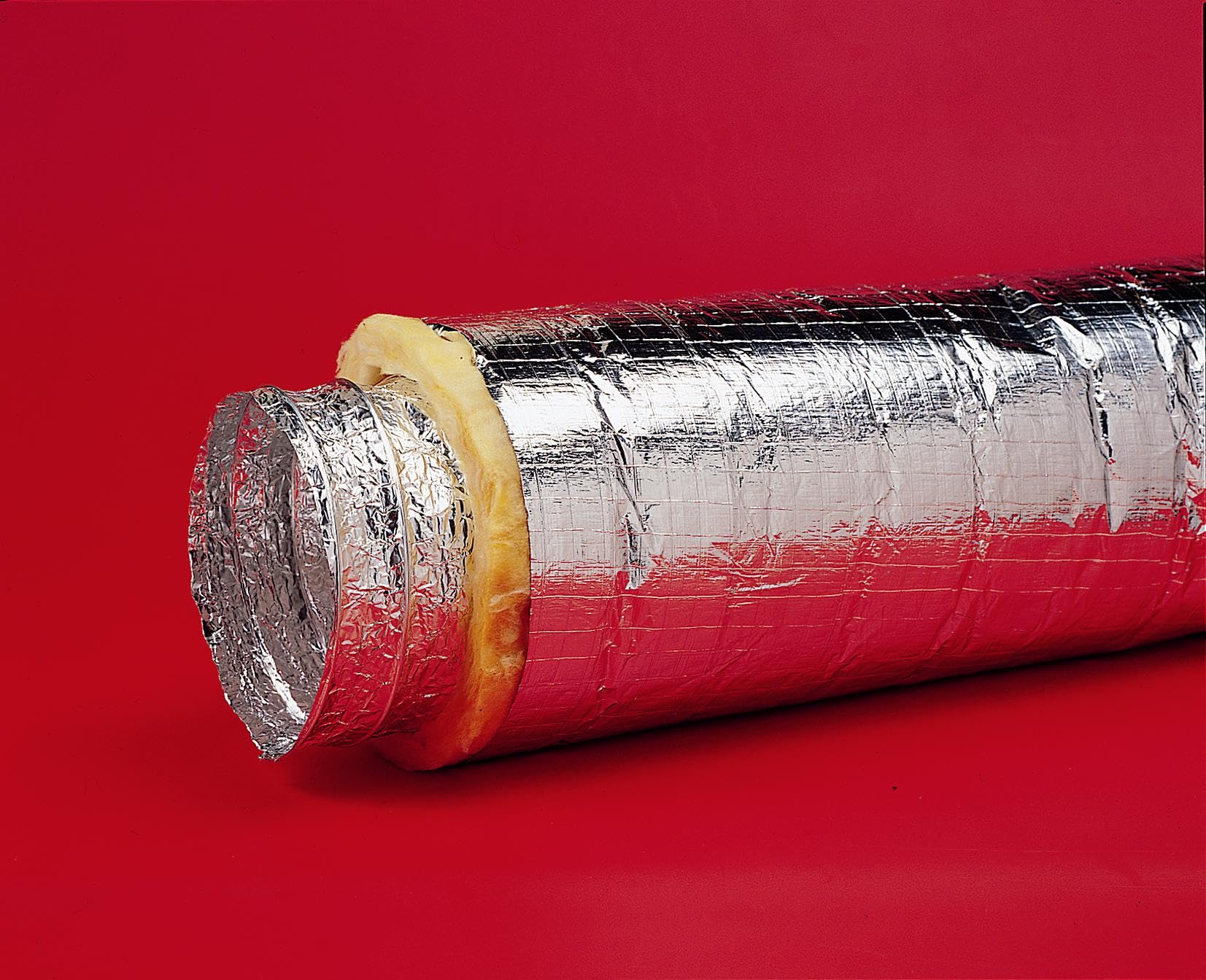 Gaine de ventilation flexible en aluminium, DOUBLE ISOLATION: phonique ET thermique (avec laine de verre d'une épaisseur de 25mm) - Diamètre 125mm & Longueur 10m - FABRICATION FRANCAISE