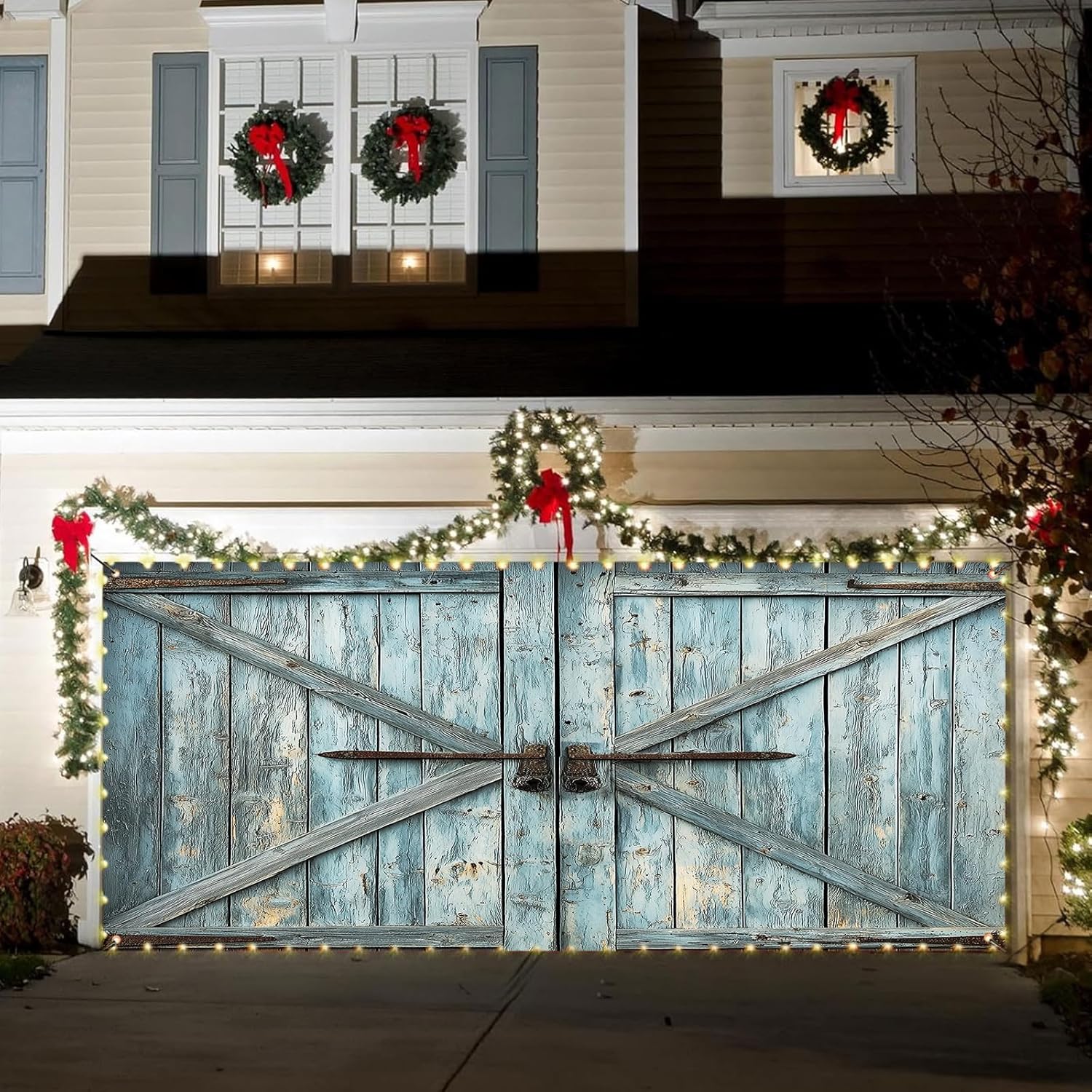 Barn Door Garage Door Cover Banner Decorations, Rustic Wooden Western Cowboy Outdoor Car Garage Door Murals Buddy Decorations Backdrops Party Wall Decor Extra Large 16 X 7 Ft, Barn7